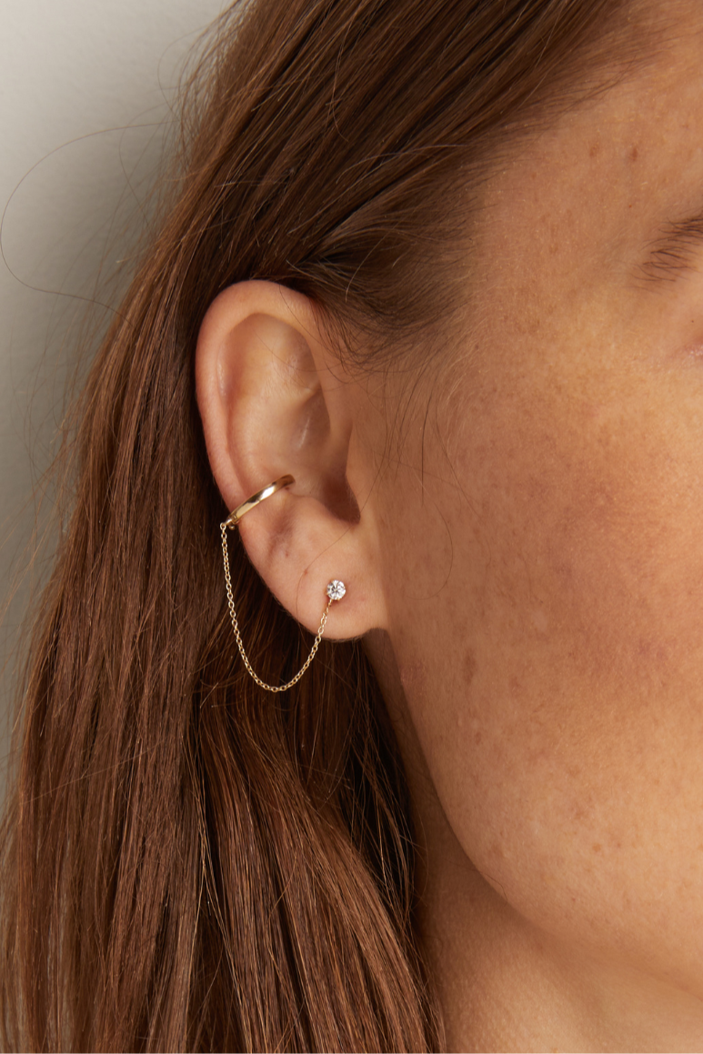 Aurate x Frye Lab Grown Diamond Stud Earrings & Ear Cuff Set - Elegant 14K Gold Hoop Earrings for Women, Perfect for Weddings, Parties & Everyday Wear