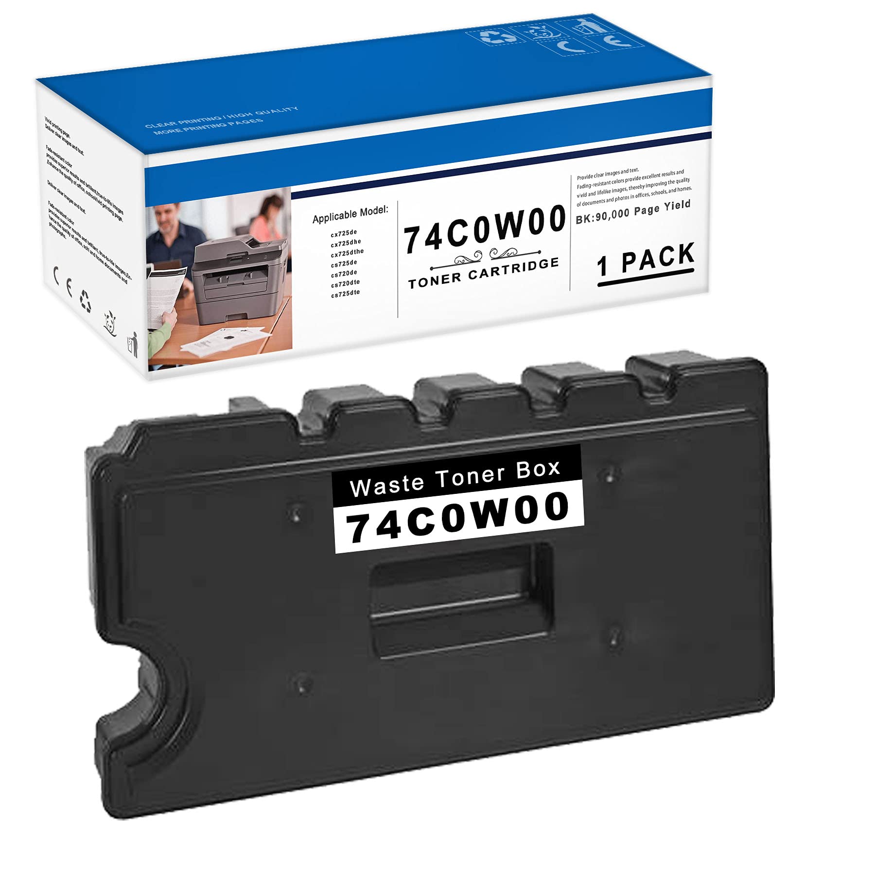 OSAD Black Waste Toner Box 74C0W00 for Lexmark CX725DE Printers - Office & Home Use