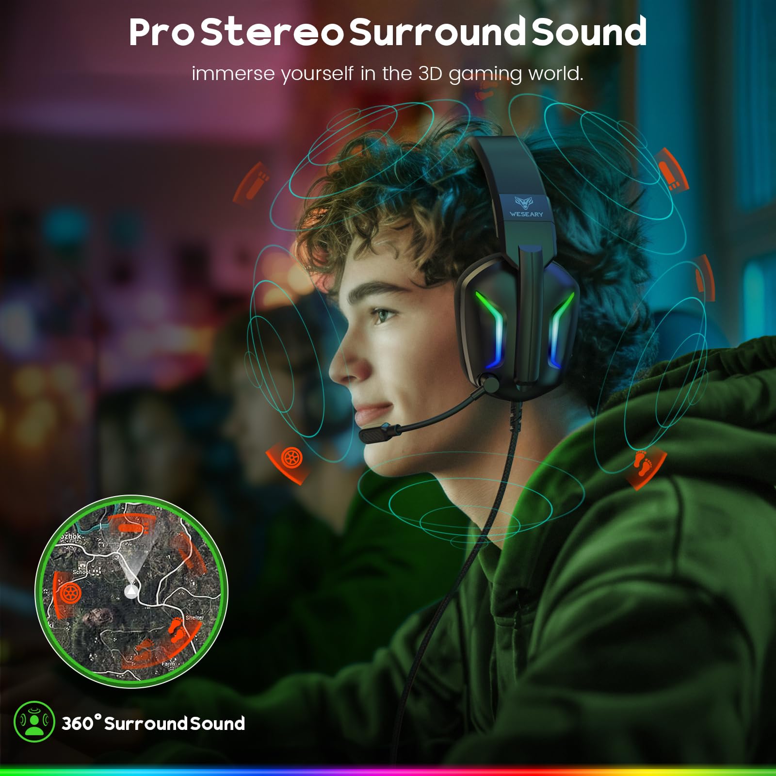 Best Wired Gaming Headset for Xbox Series X|S, Xbox One, PS4, PS5, Nintendo Switch, PC & Mobile - 50mm Drivers, Surround Sound, ENC Noise Cancelling Mic & Memory Foam Ear Cushions - Perfect for Competitive Gaming, Streaming & Online Chat