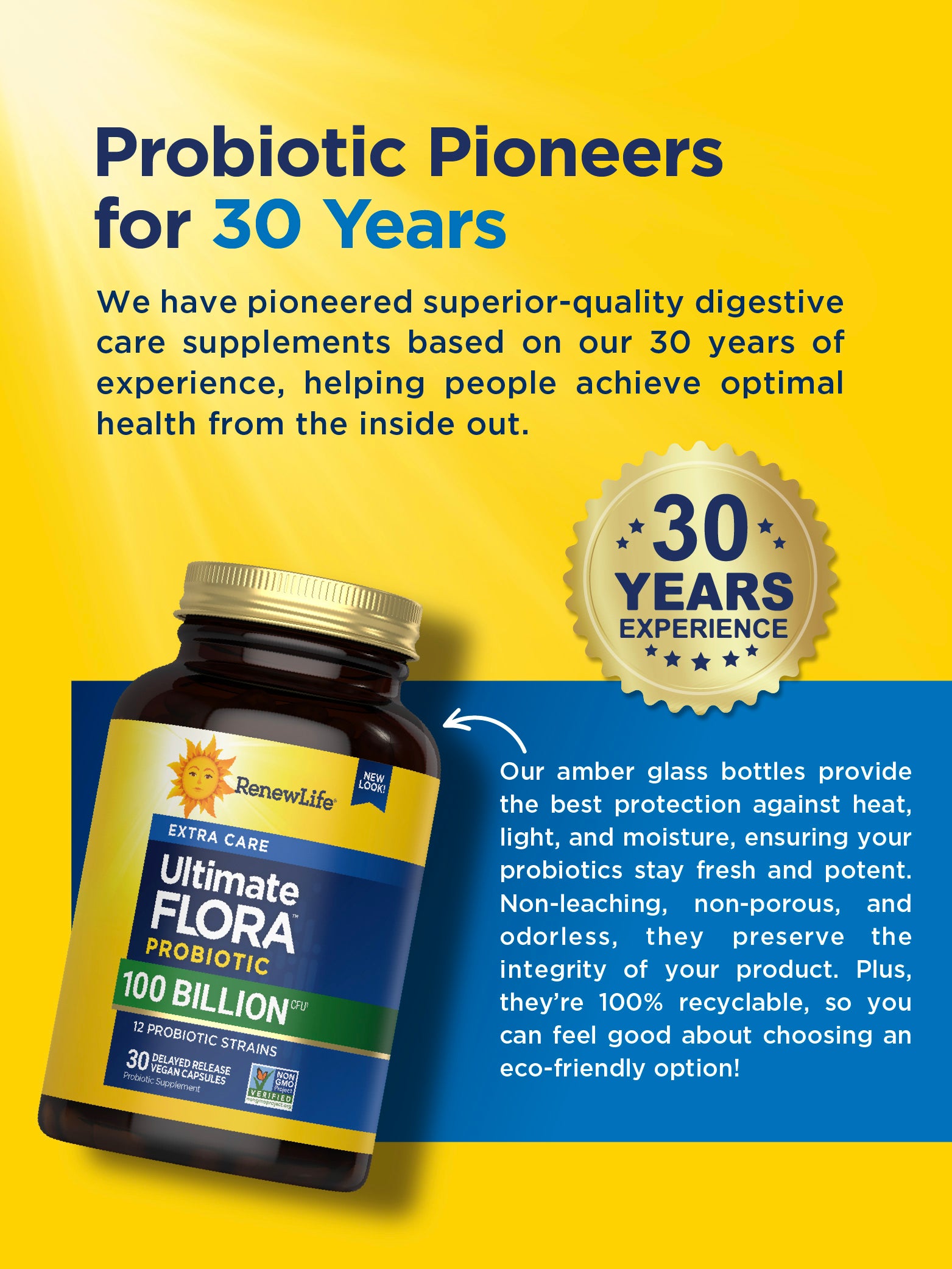 Ultimate Flora Extra Care Probiotic 100 Billion CFU, 30 Delayed Release Vegan Capsules for Digestive & Immune Support - Supports Gut Health, Bloating Relief & Daily Wellness