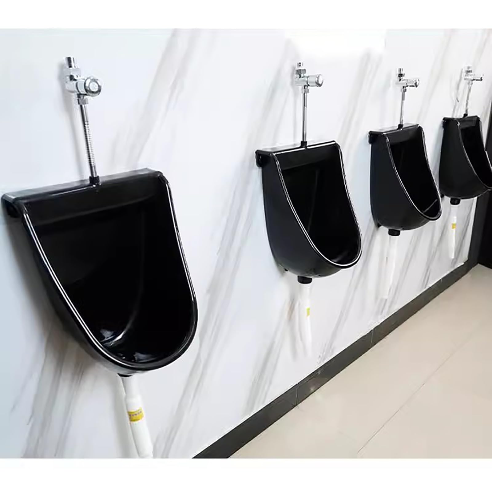 Portable Waterless Urinal for Men - Wall Mounted Plastic Urinal with Hose for Outdoor, Garage & Commercial Use - Mobile Toilet Solution for Camping, Construction Sites & Emergency Situations (Black)