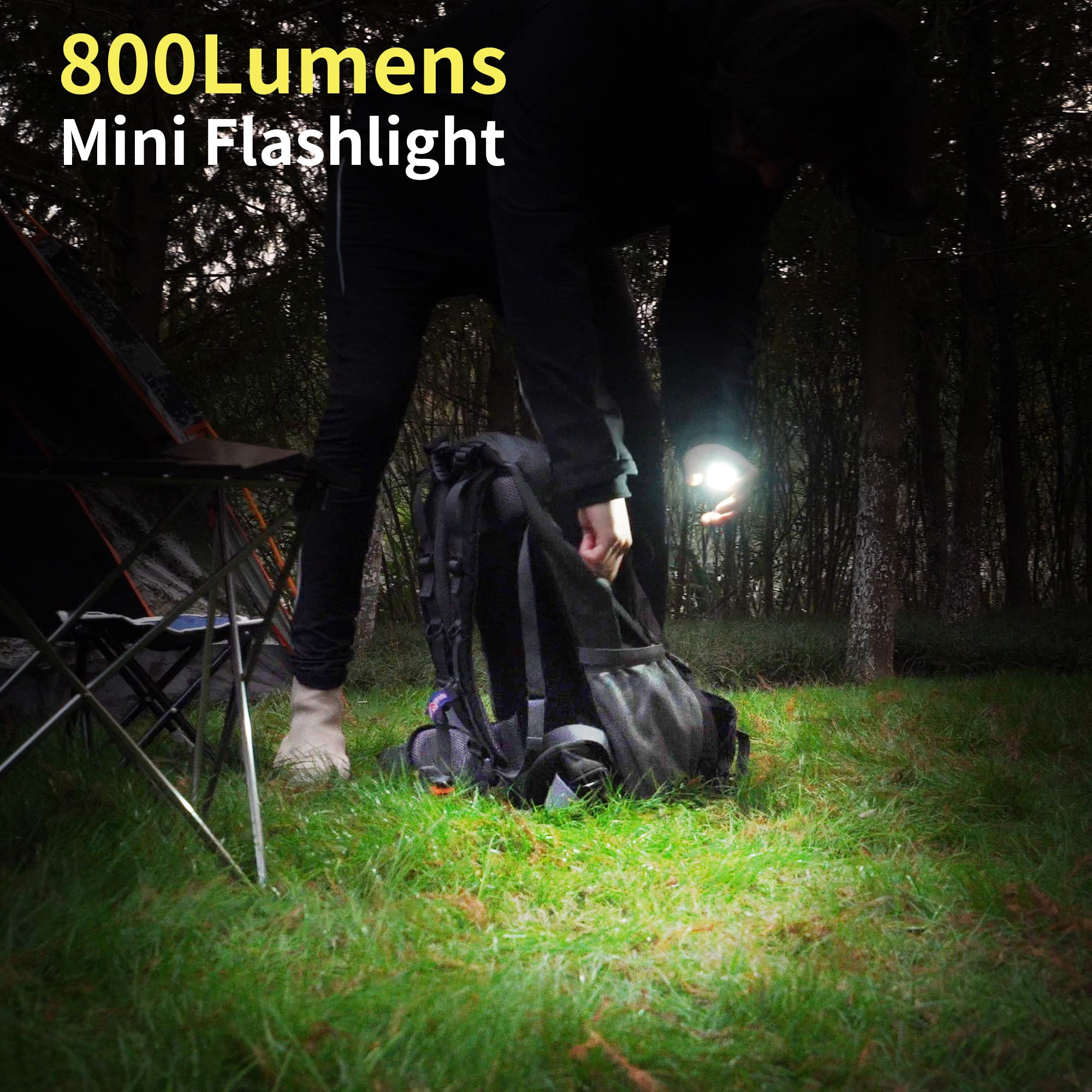 800 Lumens Rechargeable COB Mini Flashlight - Ultra Bright Keychain Light with 3 Modes, Folding Bracket, Bottle Opener & Magnetic Base | Perfect for Camping, Hiking, Fishing, Emergency & Everyday Carry (EDC)