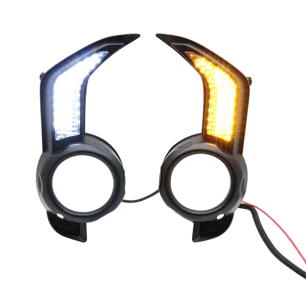 2PCS LED DRL Daytime Running Lights with Dynamic Turn Signal - Compatible with Toyota 4Runner 2013-2021 - White & Yellow Fog Lamps for Enhanced Visibility & Safety (Perfect for Night Driving & Bad Weather Conditions)