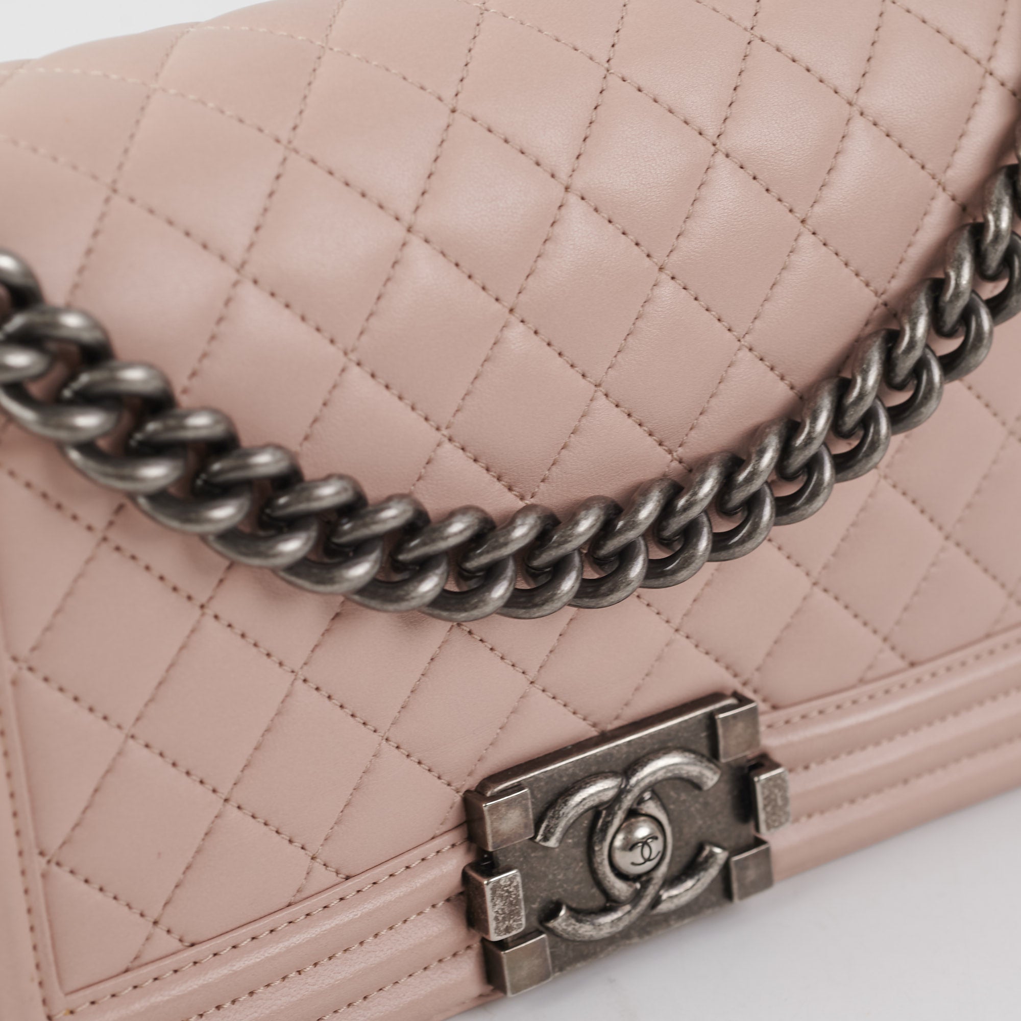 Chanel Quilted Boy Bag Old Medium Size in Light Pink - Luxury Crossbody Handbag for Women, Perfect for Date Night & Special Occasions