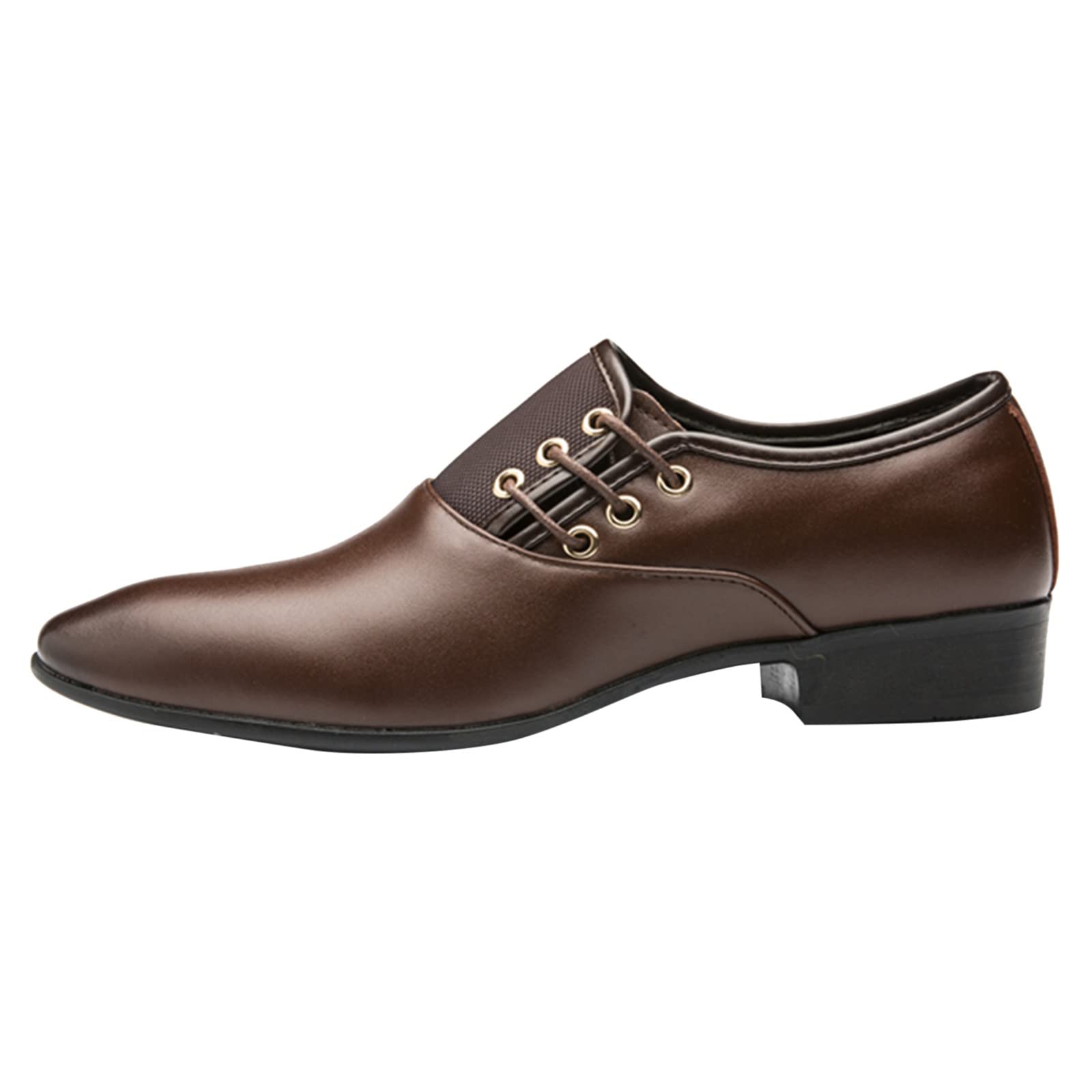 **Men's Classic Slip-On Dress Casual Shoes - Genuine PU Leather with Rubber Sole - Perfect for Office, Business & Formal Occasions**