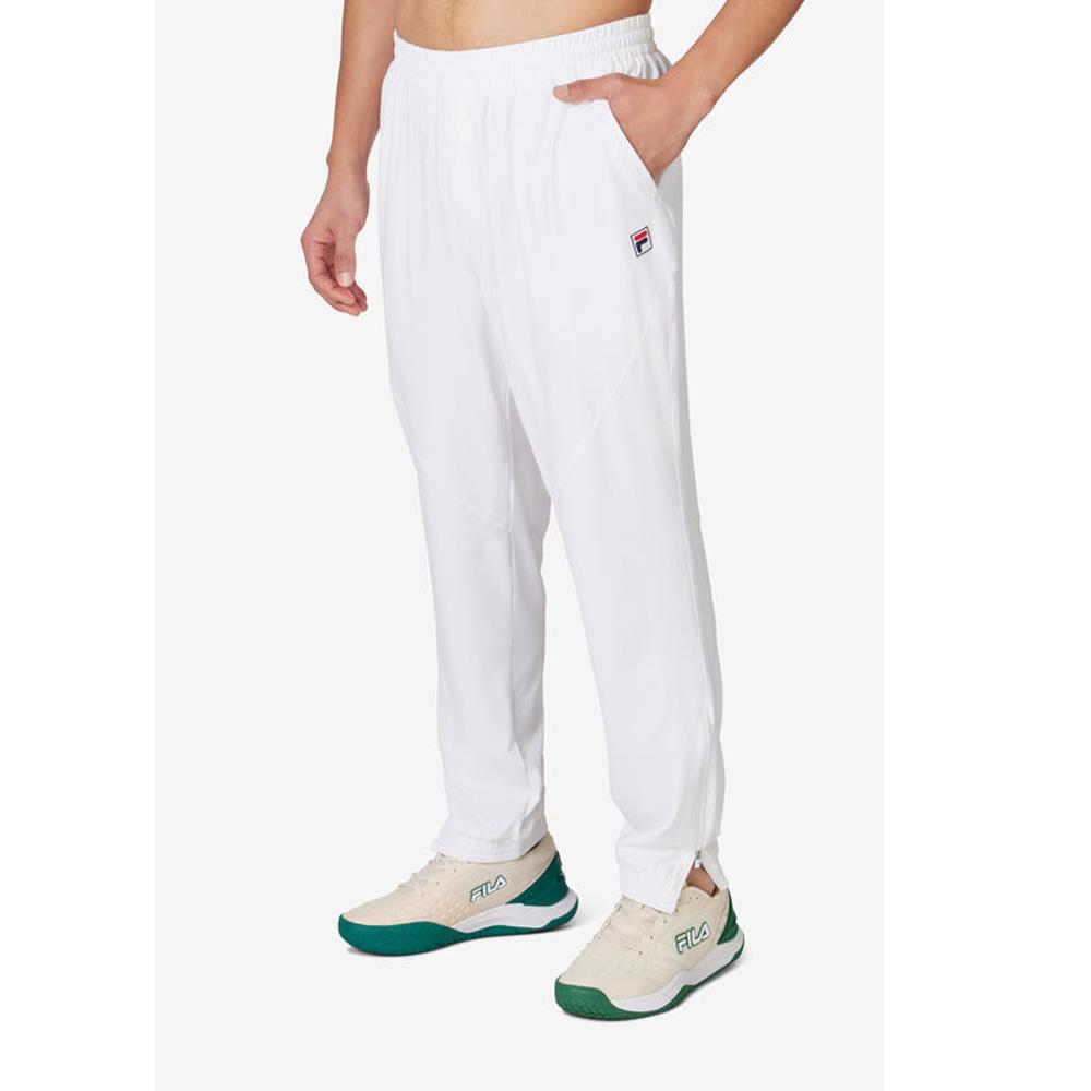 Fila Men's Essentials Woven Court Track Pants - Athletic Casual Joggers for Running, Gym & Lounge - White