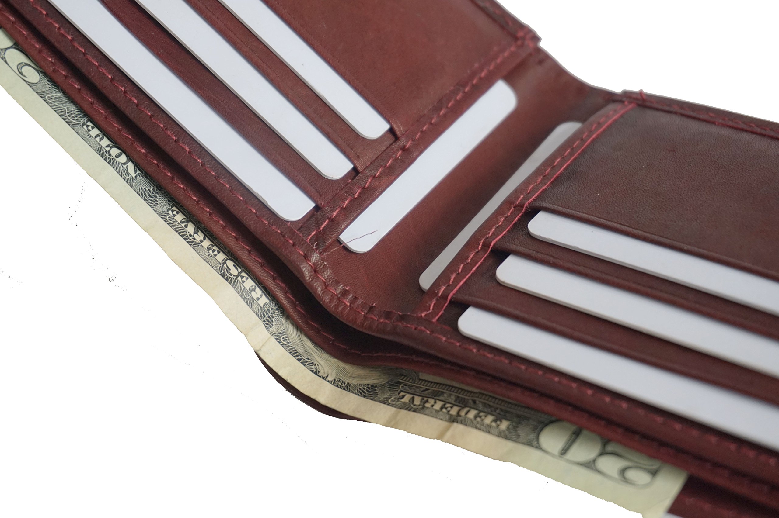 Genuine Leather Horizontal Bifold Wallet with Metal Money Clip & ID Holder - Slim RFID Blocking Mens Wallet for Everyday Carry, Business & Travel