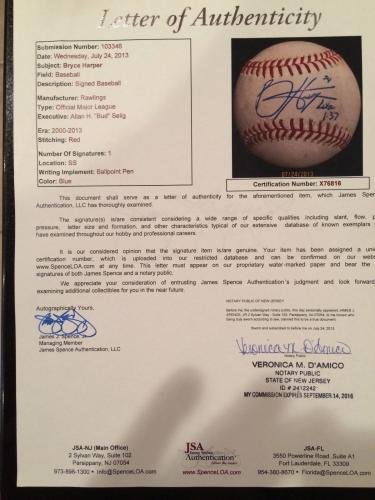 Authentic 2012 Dual Signed Bryce Harper & Mike Trout Game-Used Baseball with MLB Hologram 1/1 - Rare MLB Autographed Cleats for Collectors & Sports Memorabilia Fans - Perfect for Display, Investment & Baseball Enthusiasts