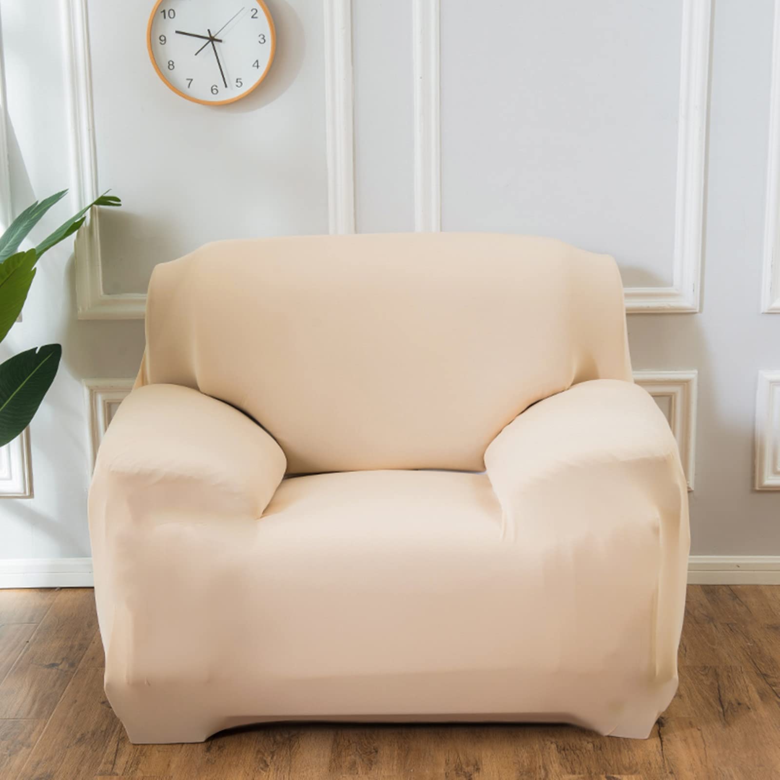 Daesar 2-Seater Sofa Slipcover - Stretchable Beige Polyester Couch Cover for Loveseat & 2-Cushion Sofa | Perfect for Living Room, Apartment & Home Decor Protection