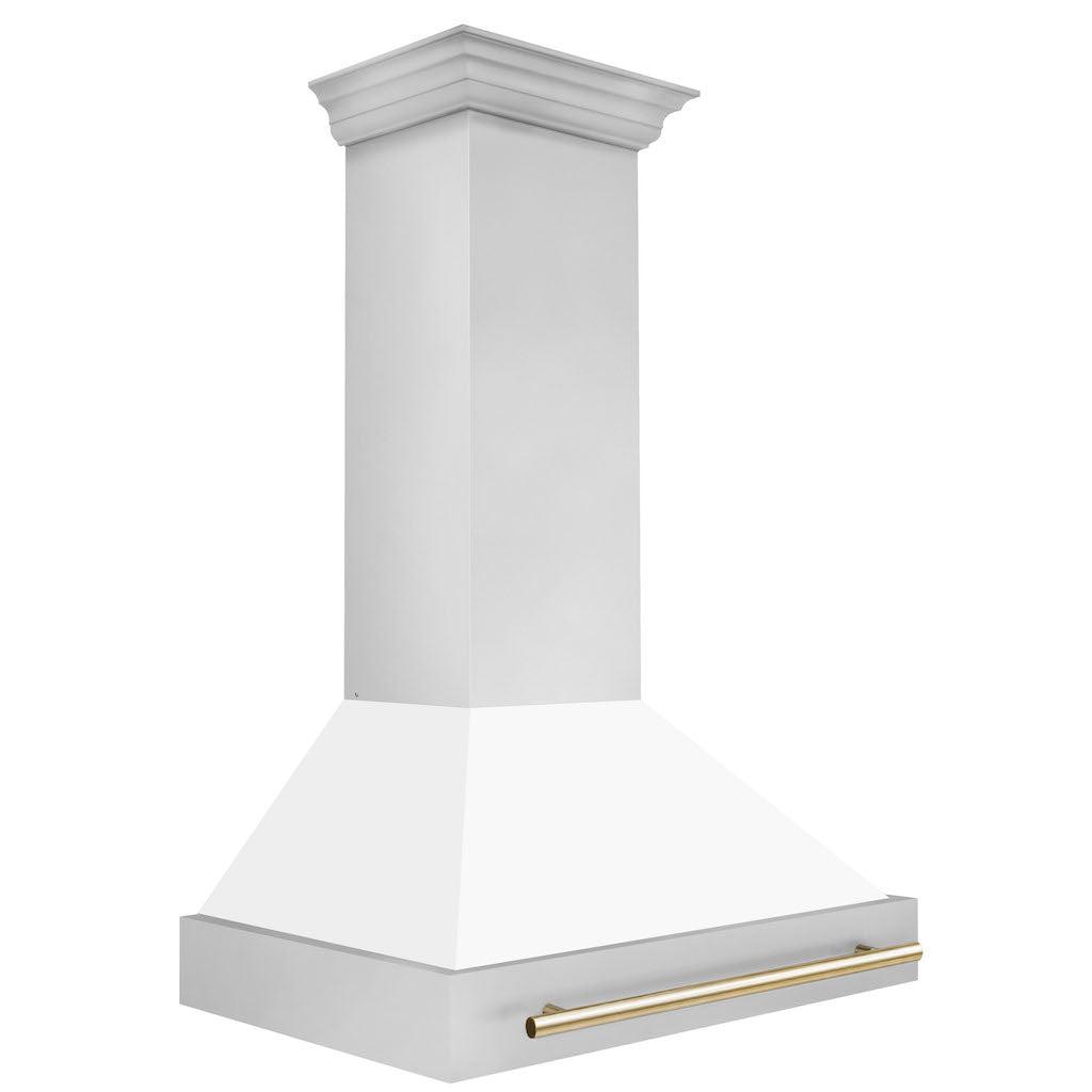 ZLINE Autograph Edition 36 Inch Stainless Steel Range Hood with White Matte Shell & Handle (8654STZ WM36) - Premium Kitchen Ventilation for Modern Homes & Professional Chefs