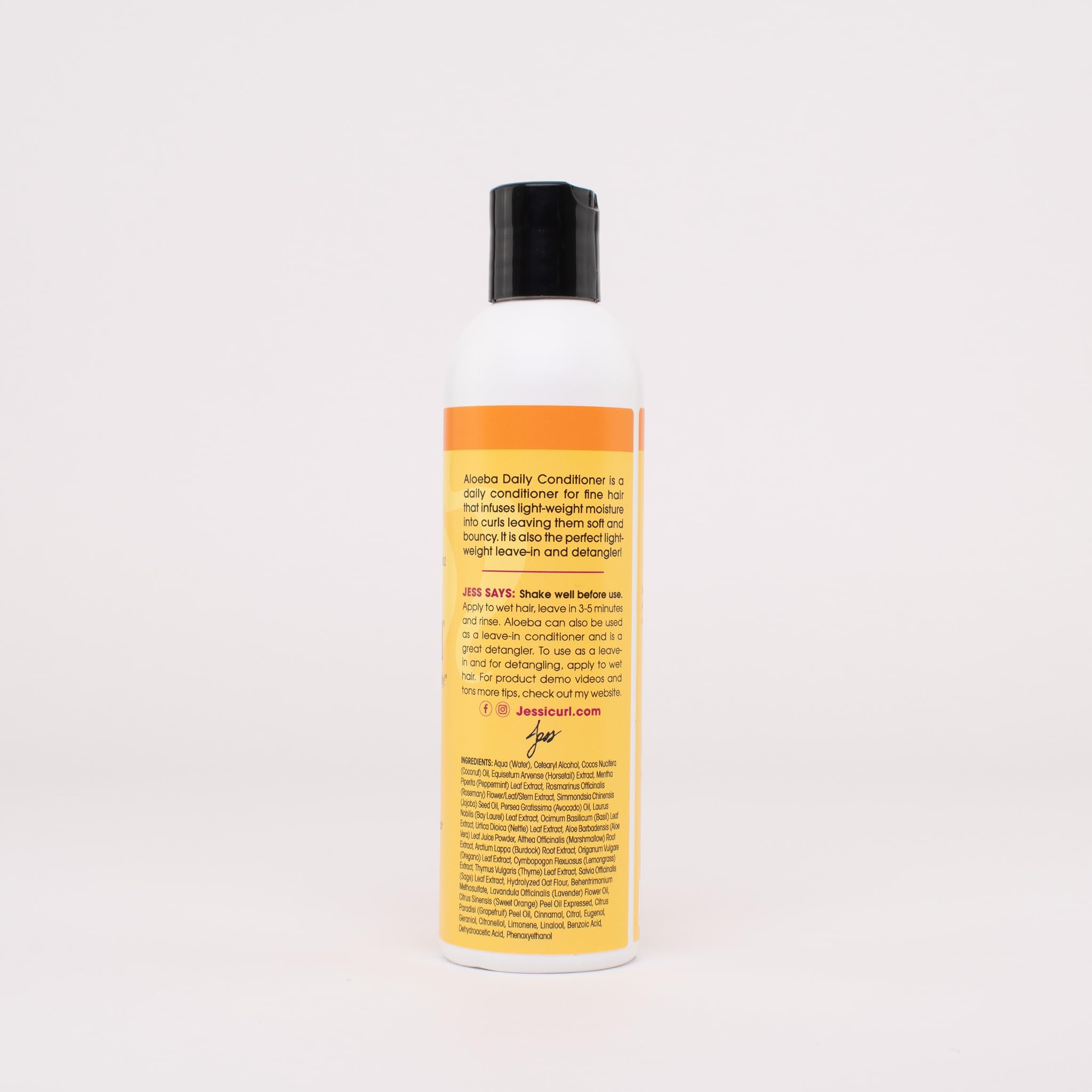 Jessicurl Aloeba Daily Conditioner for Curly Hair - Citrus Lavender Scent, 8 Fl Oz | Leave-In Conditioner & Detangler for Fine, Wavy & Coily Hair | Hydrating & Frizz Control for Daily Hair Care Routine