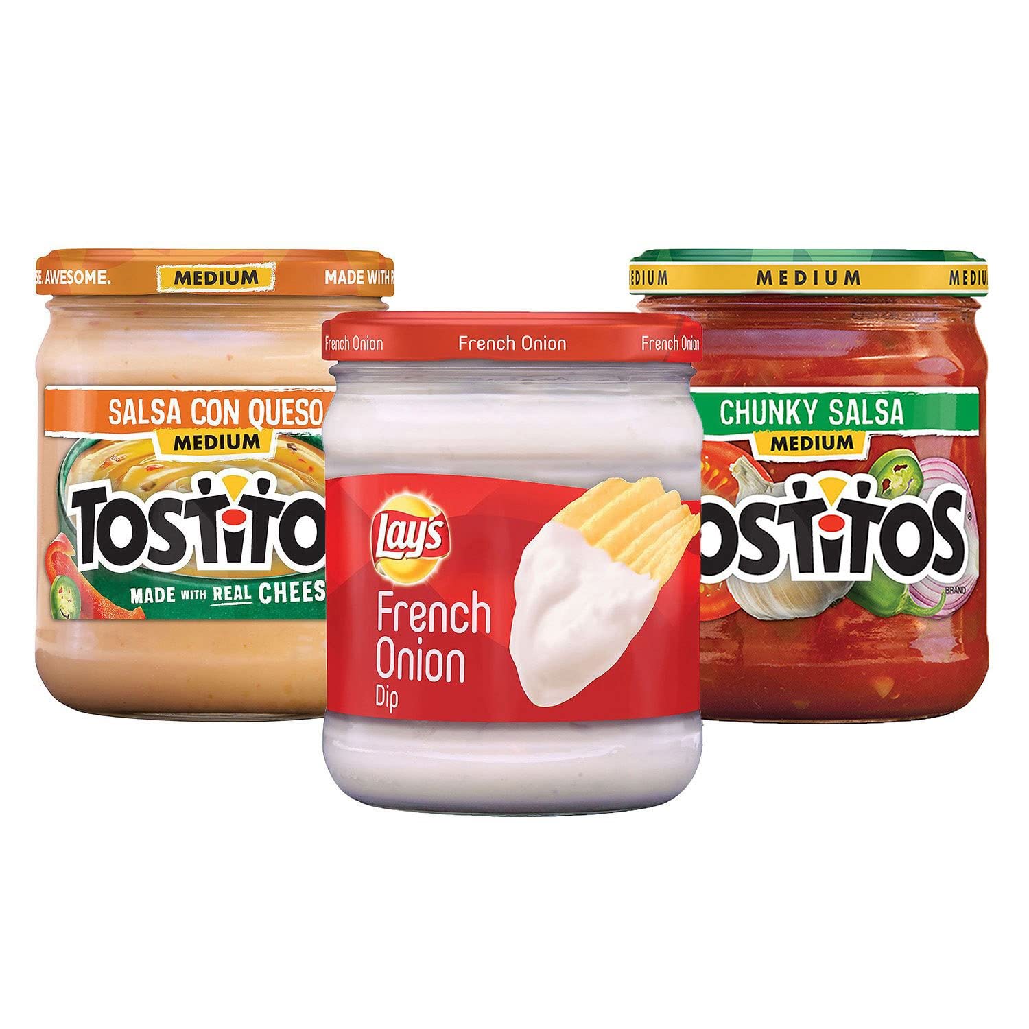 Tostitos Salsa and Lay's Dip Variety Pack (3 Pack) - Authentic Mexican Chips Dips Combo for Parties, Game Nights & Snacking