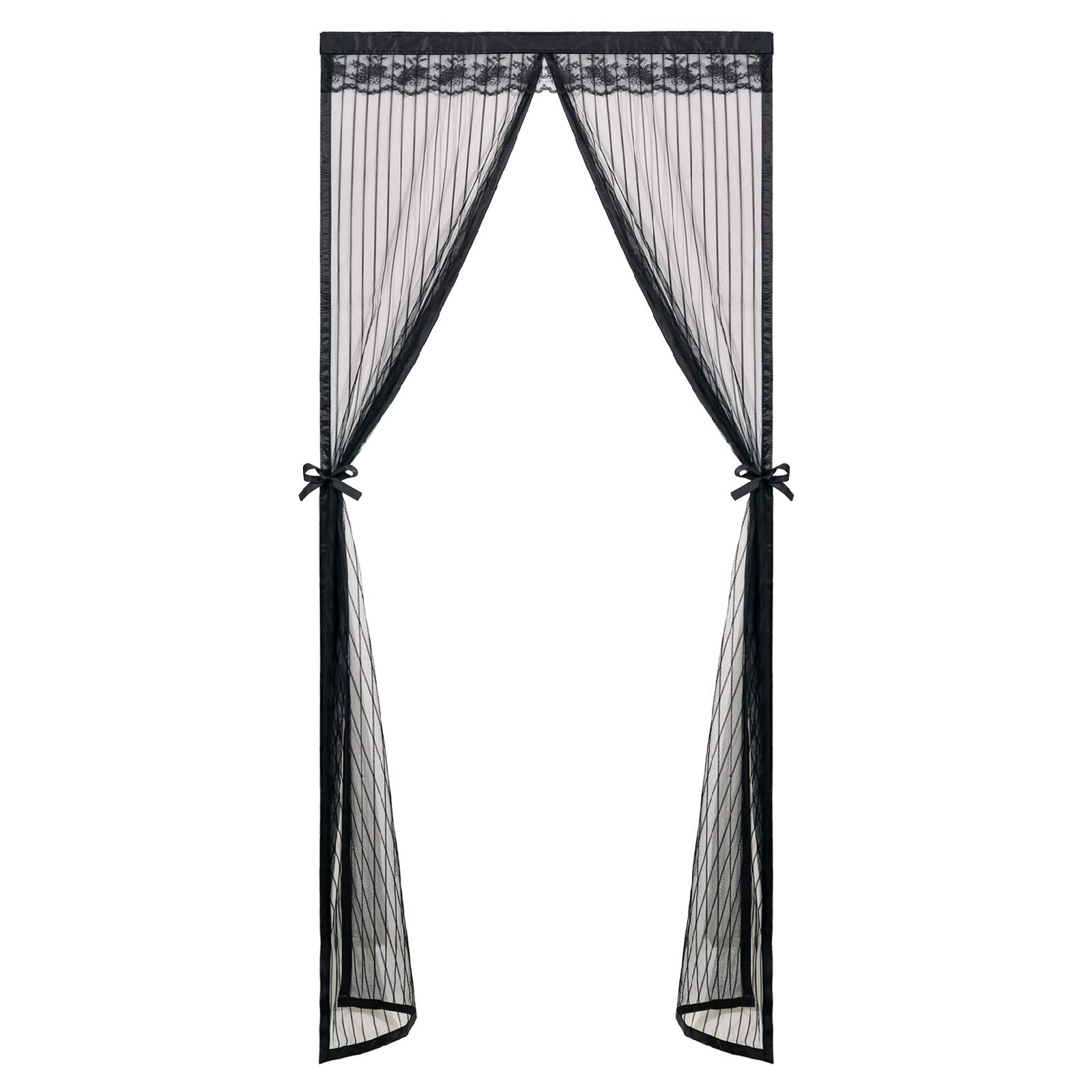 PTYHOW Magnetic Screen Door 51x85in - Hands-Free Bug Proof Mesh with Weighted Sticks, No Gaps for Pets & Kids - Easy Install Black | Perfect for Patio, Deck, and Backyard Entry