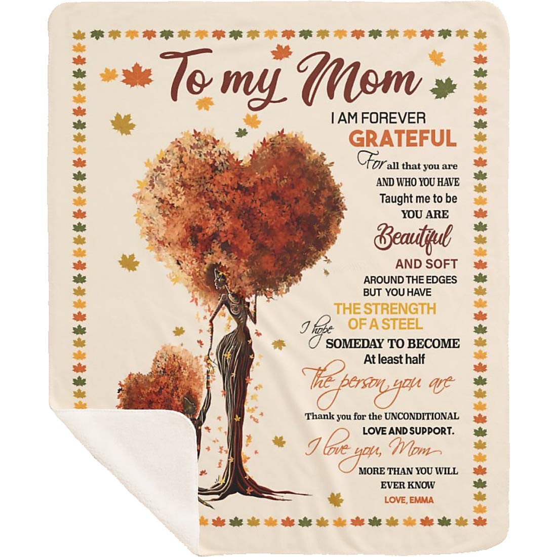 Personalized Mom Blanket from Daughter & Son - Custom Mothers Day Throw with Kids Names - 