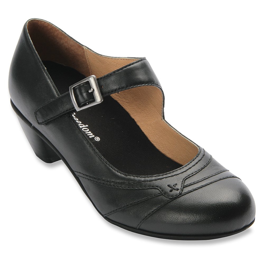 Drew Women's Summer Pump Shoes - Black Calf Leather, Size US 10.5 Narrow - Comfortable Dress Shoes for Office, Wedding & Formal Occasions