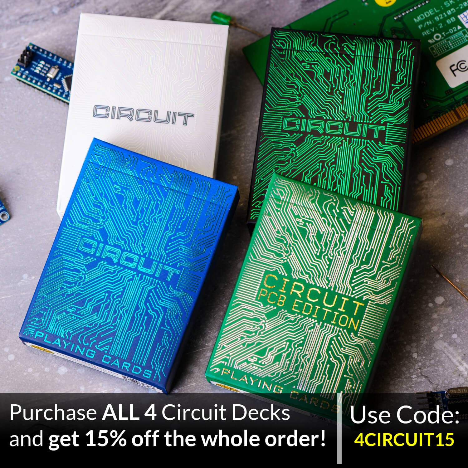 Premium Computer Themed Circuit Playing Cards - Unique Bright Color Deck with Free Card Game eBook - Cool Poker Cards for Kids & Adults - Perfect for Game Nights, Magic Tricks & Collectors - Black Playing Cards Deck