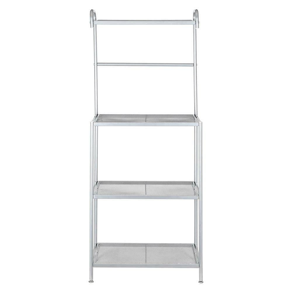 4-Tier Metal Kitchen Storage Rack for Pots, Pans, Dishes & Utensils - Space-Saving Microwave & Oven Shelves - Durable Mesh Organizer for Kitchen Decor & Countertop Organization