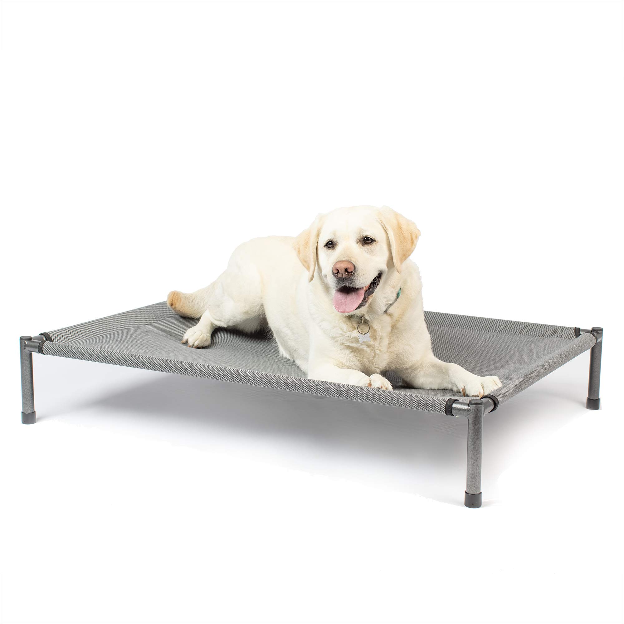 Hyper Pet Raised Rest Deluxe Elevated Dog Bed - Washable Large Outdoor Dog Bed (40x30x6.99 Inches) Supports 125 lbs - Gray - Perfect for Backyard, Patio & Camping Trips