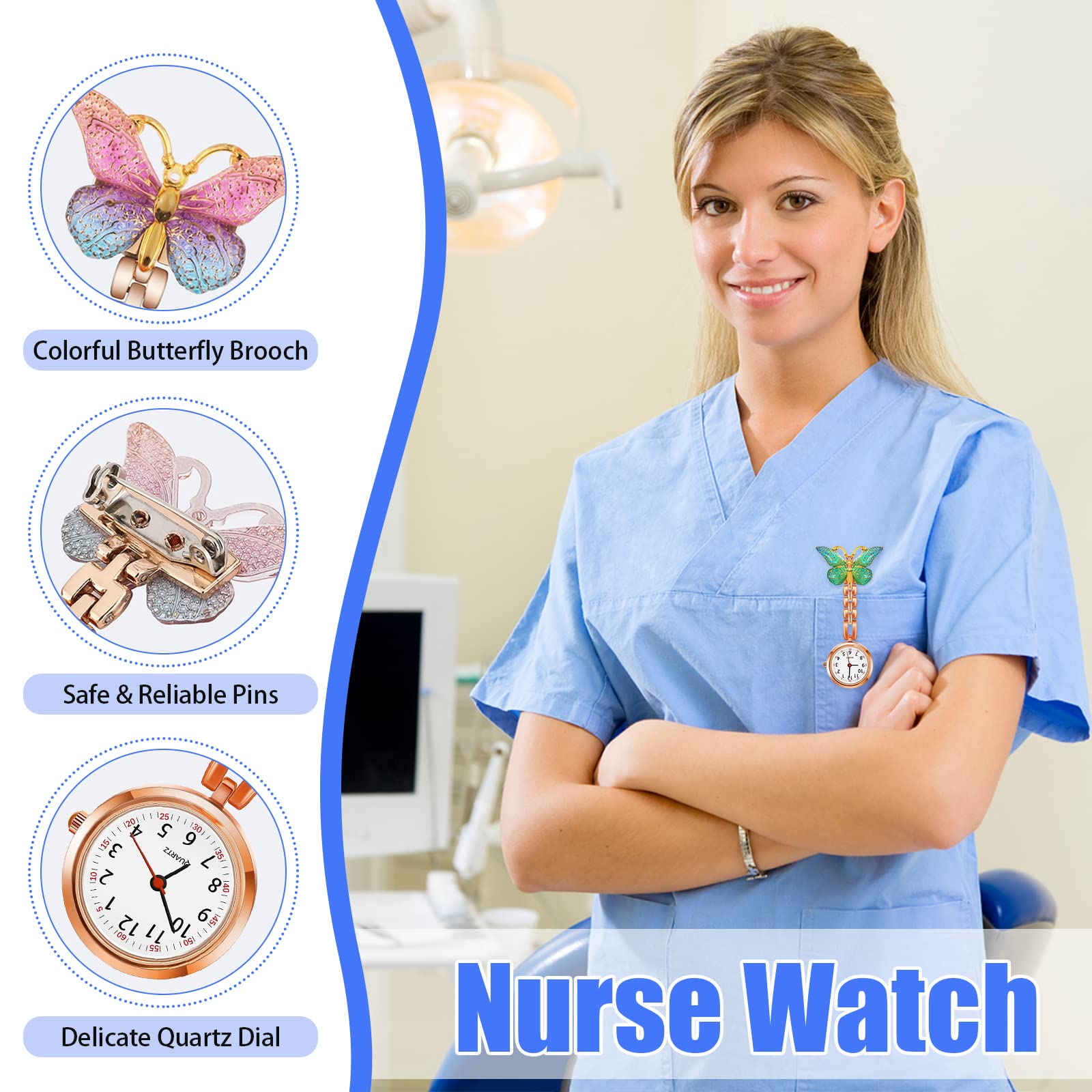 Xinjieda Nurse Fob Watch - Quartz Pocket Watch with Brooch Clip for Medical Professionals | Digital Nurse Watch for Shift Work & Patient Care | Perfect for Nurses, Doctors & Healthcare Workers
