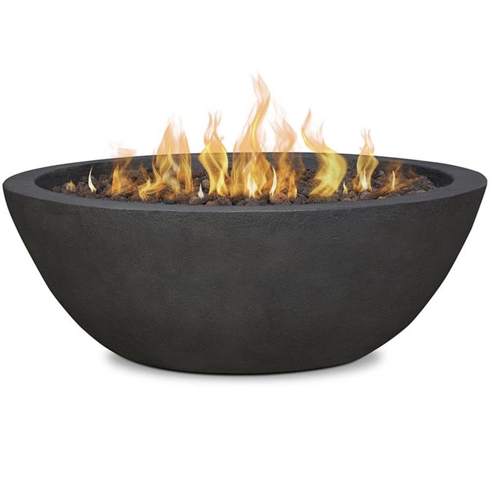 Bowery Hill Traditional Slate Gray Propane Fire Pit Bowl - Outdoor Patio, Backyard, Camping & Garden Decor