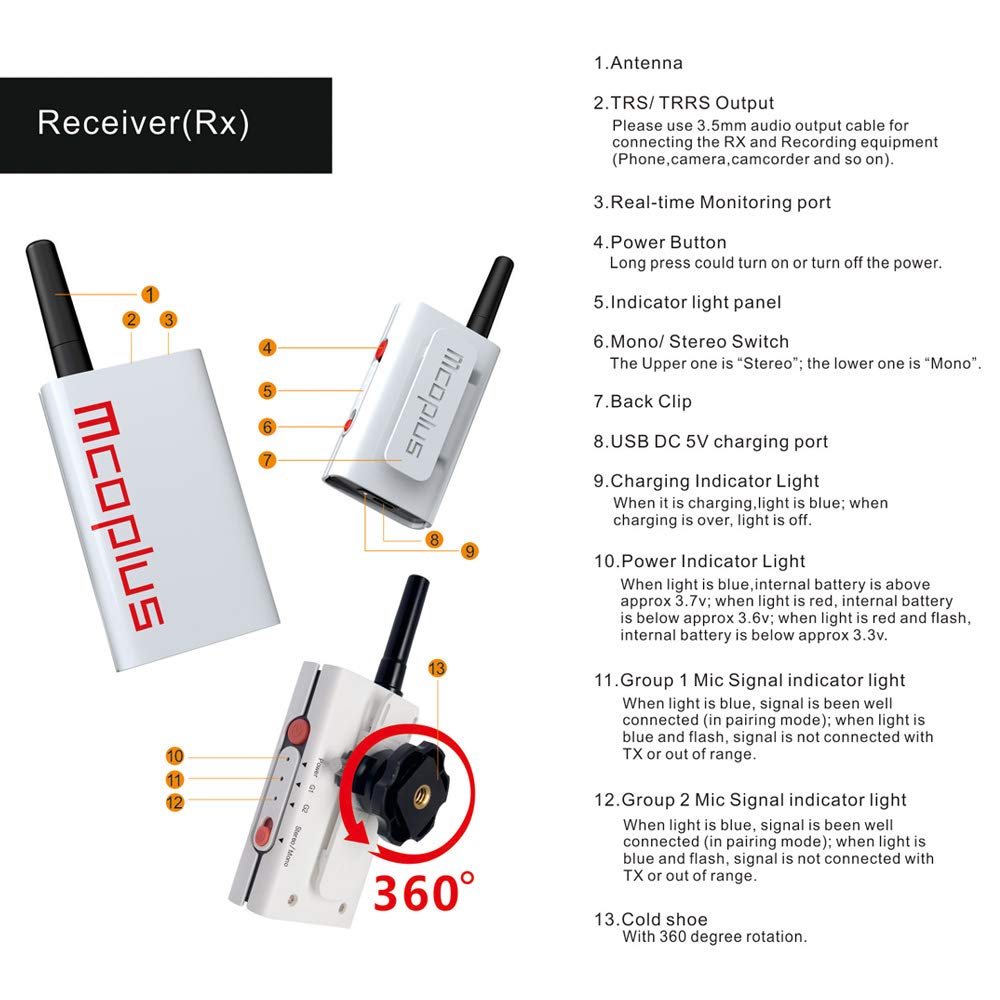 Mcoplus 48-Channel Wireless Lavalier Microphone System with Noise Reduction - 1 Receiver, 1 Transmitter & Lapel Mic for Camera, Phone, Interview (164ft Range) - Perfect for YouTube Videos, Podcasting, Live Streaming & Professional Interviews
