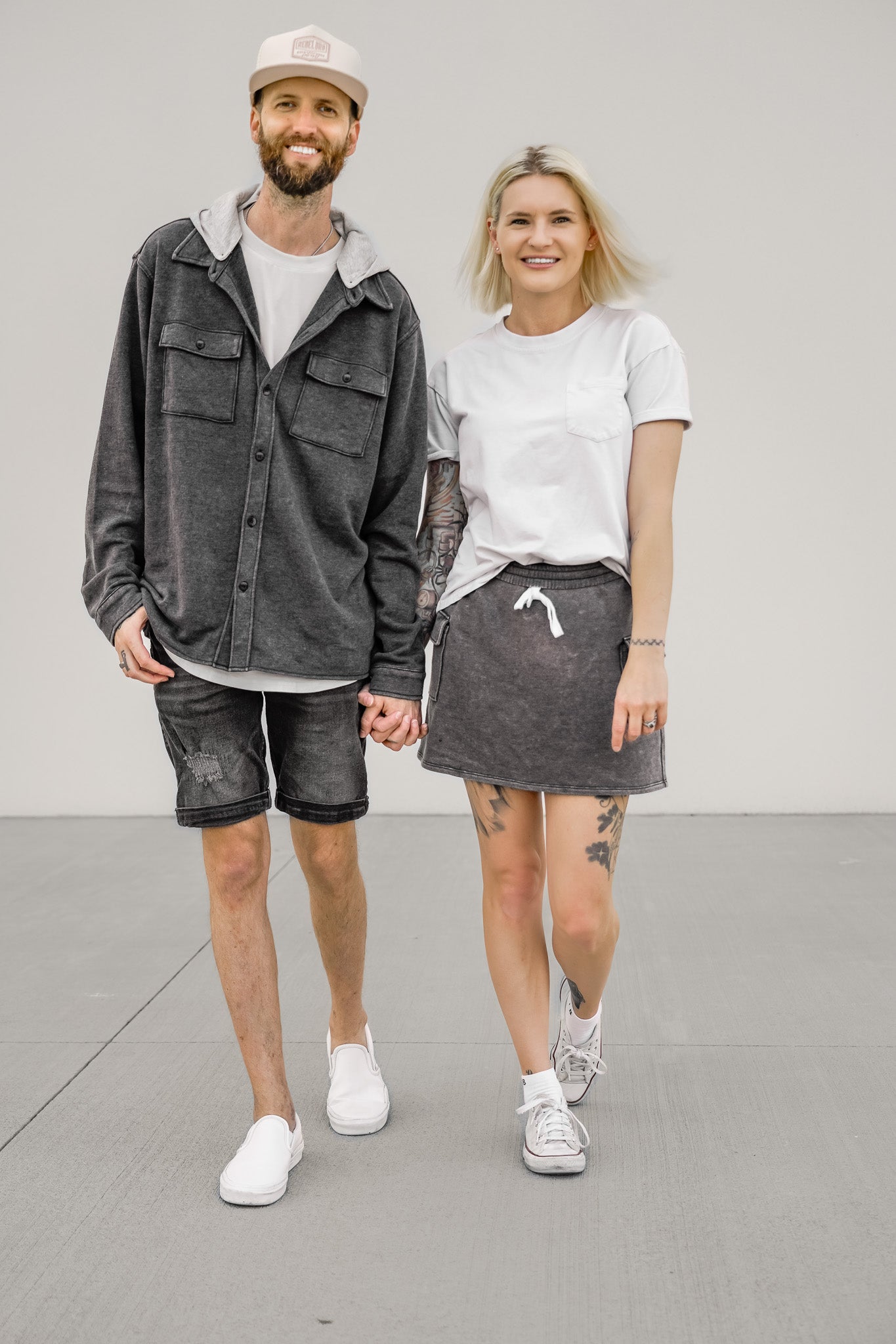 Lightweight Hooded Shacket for Men & Women - Charcoal Wash | Casual Outerwear for Fall & Winter Layering