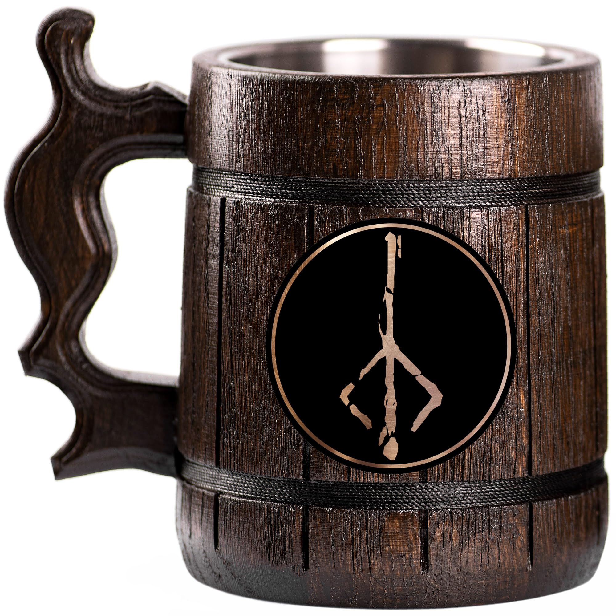 Bloodborne Hunter's Mark Custom Beer Stein - Personalized Wooden Tankard Mug for Gamers - Unique Gifts for Men, Dad, Father's Day, Anniversary & Wedding - Perfect for Gaming Parties, Man Cave Decor & Collectors