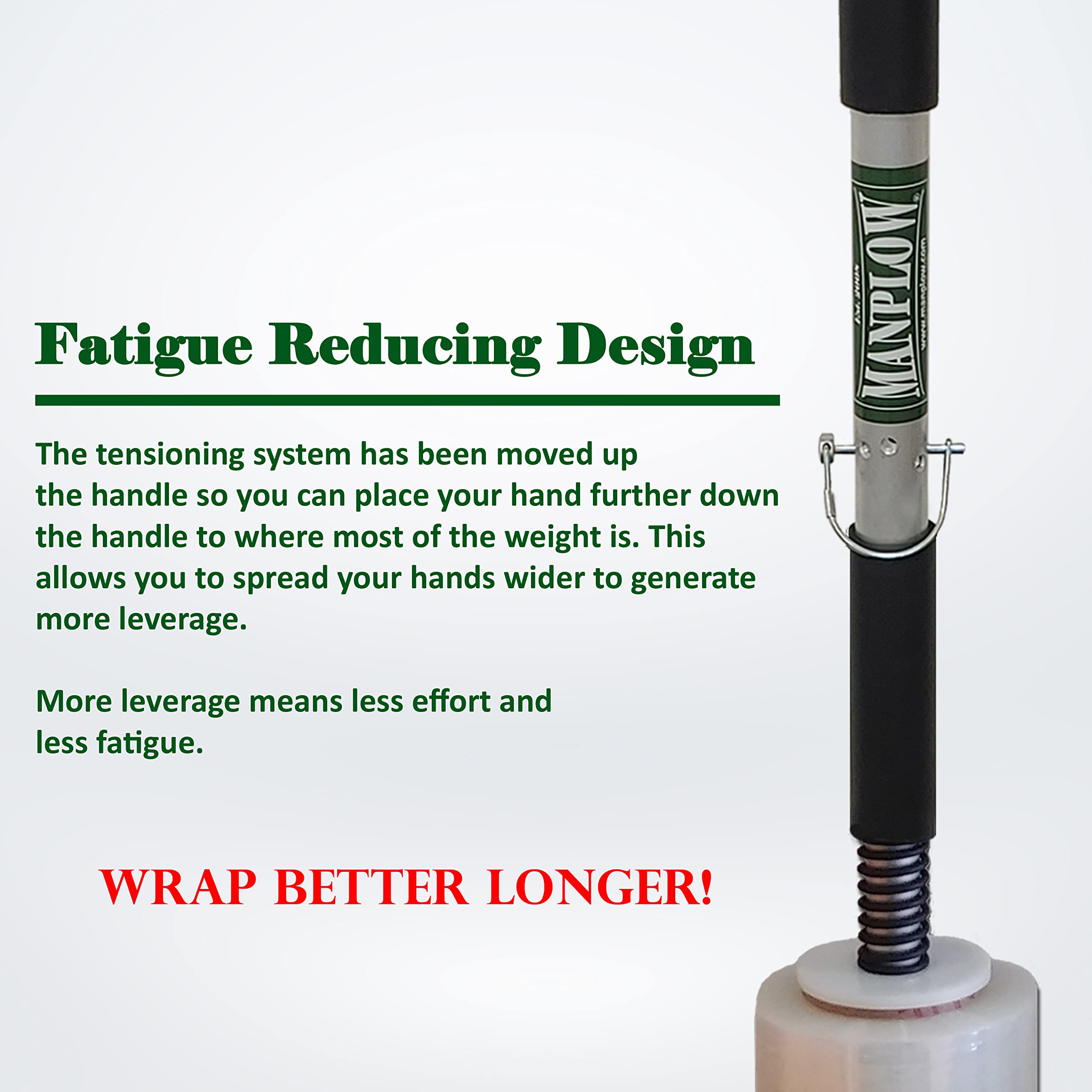 MANPLOW Short Handle Stretch Wrap Dispenser - Heavy Duty Pallet Wrapping Tool for Secure Shipping & Warehouse Use (1 Pack) - Ideal for Moving, Storage & Industrial Packaging