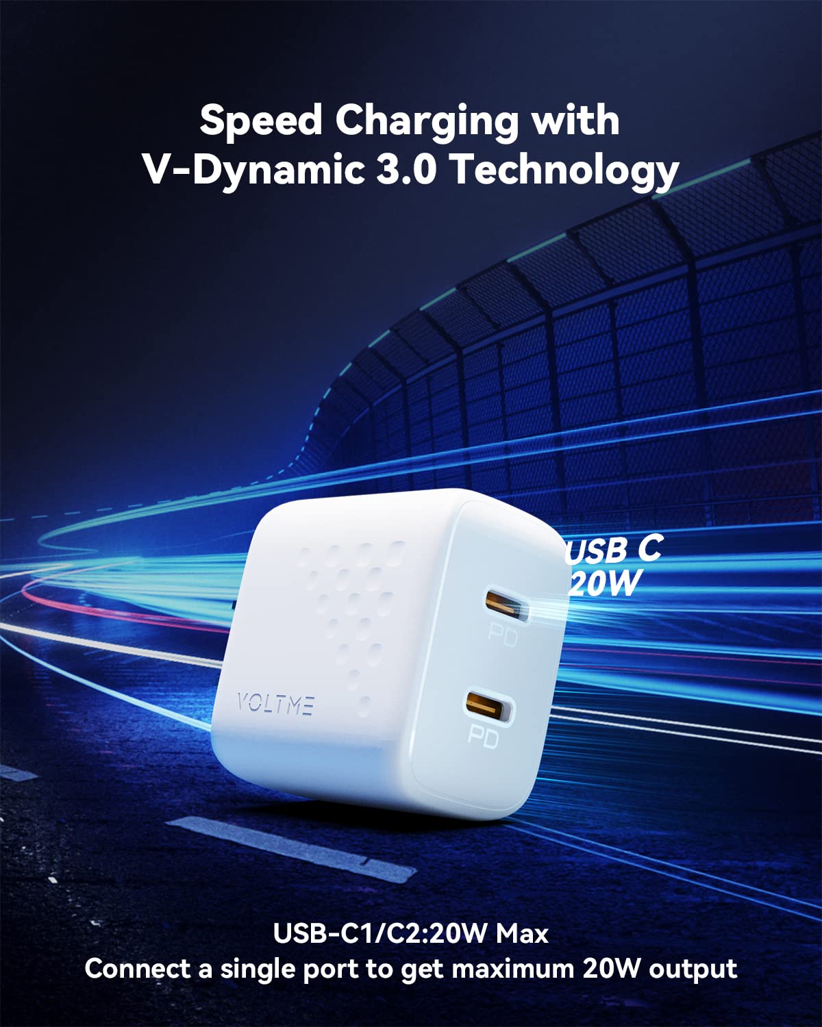 VOLTME 20W USB C Charger Block with Dual Port PD 3.0 Fast Charging - Compatible with iPhone 16/15/14/13/12, Galaxy S24/S23/S22/S21, Pixel 6 Pro - Perfect for Home, Office & Travel (White)