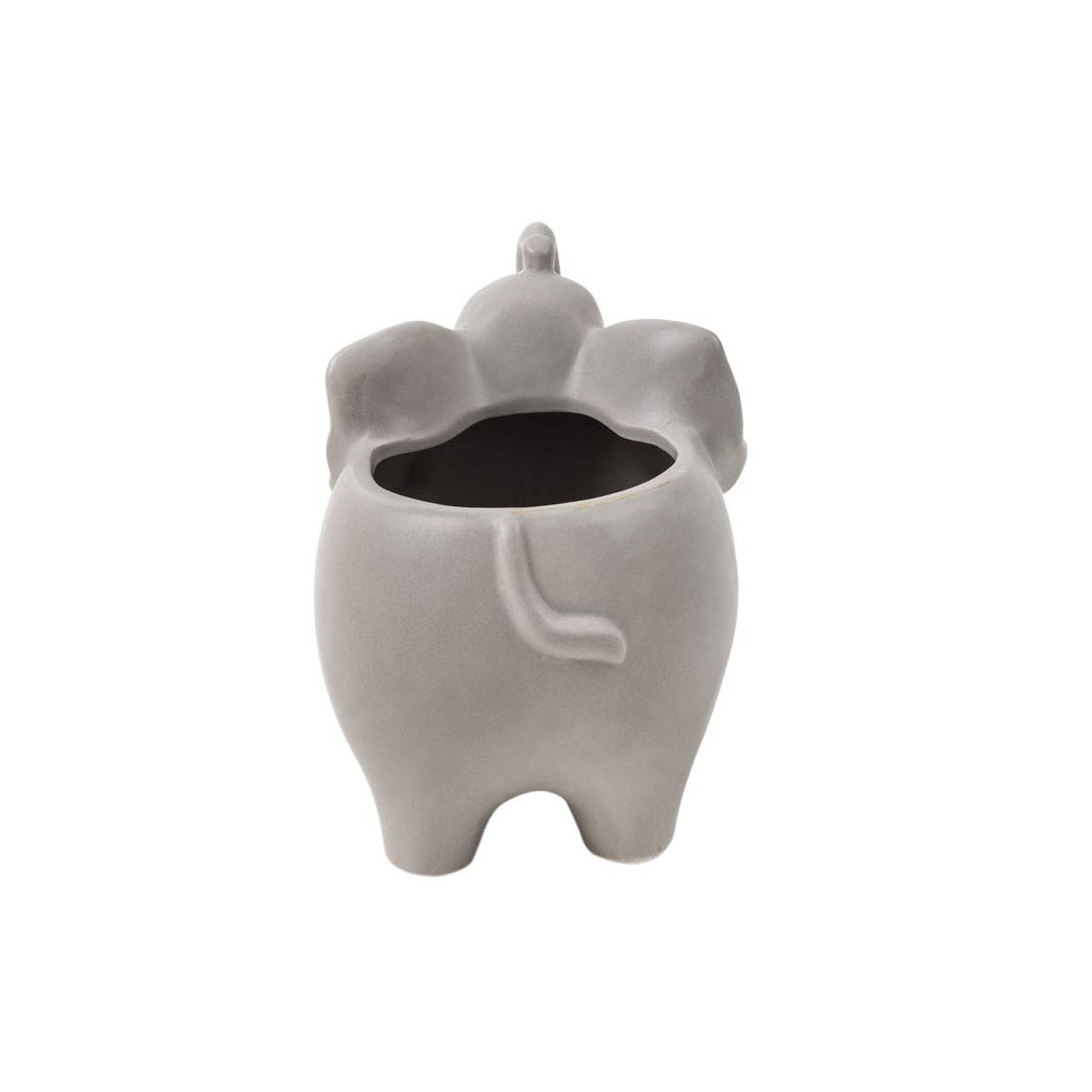 Chumbak Handcrafted Grey Elephant Ceramic Planter - 10