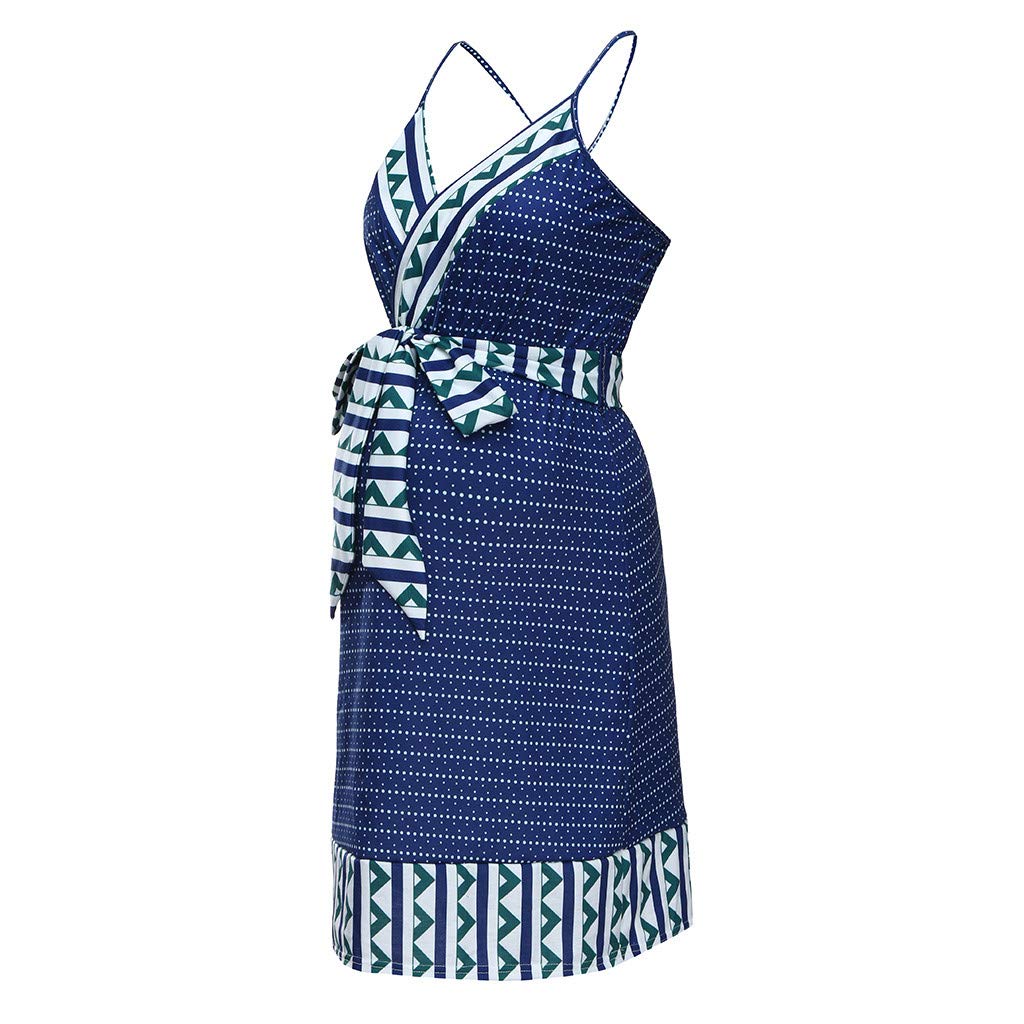 AnFeng Women's Summer Striped Nursing Dress - Backless Maternity Dress with White Lace, Breastfeeding & Pregnancy Clothes for Nursing Moms (Perfect for Outdoor Picnics, Baby Showers & Summer Vacations)