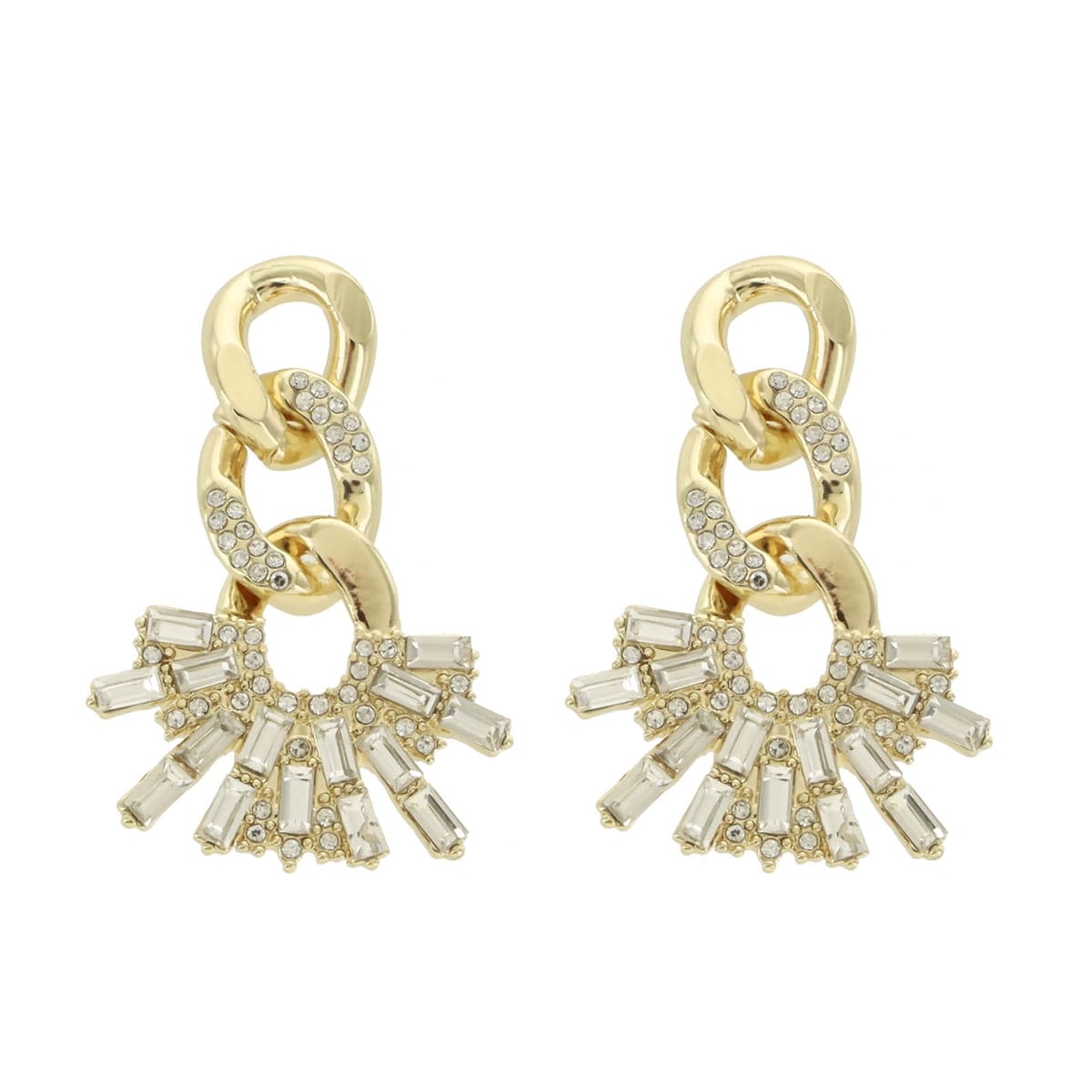 Sparkling Gold Rhinestone Burst Earrings for Women - Elegant Party & Wedding Jewelry - Perfect for Evening Events, Date Nights & Special Occasions