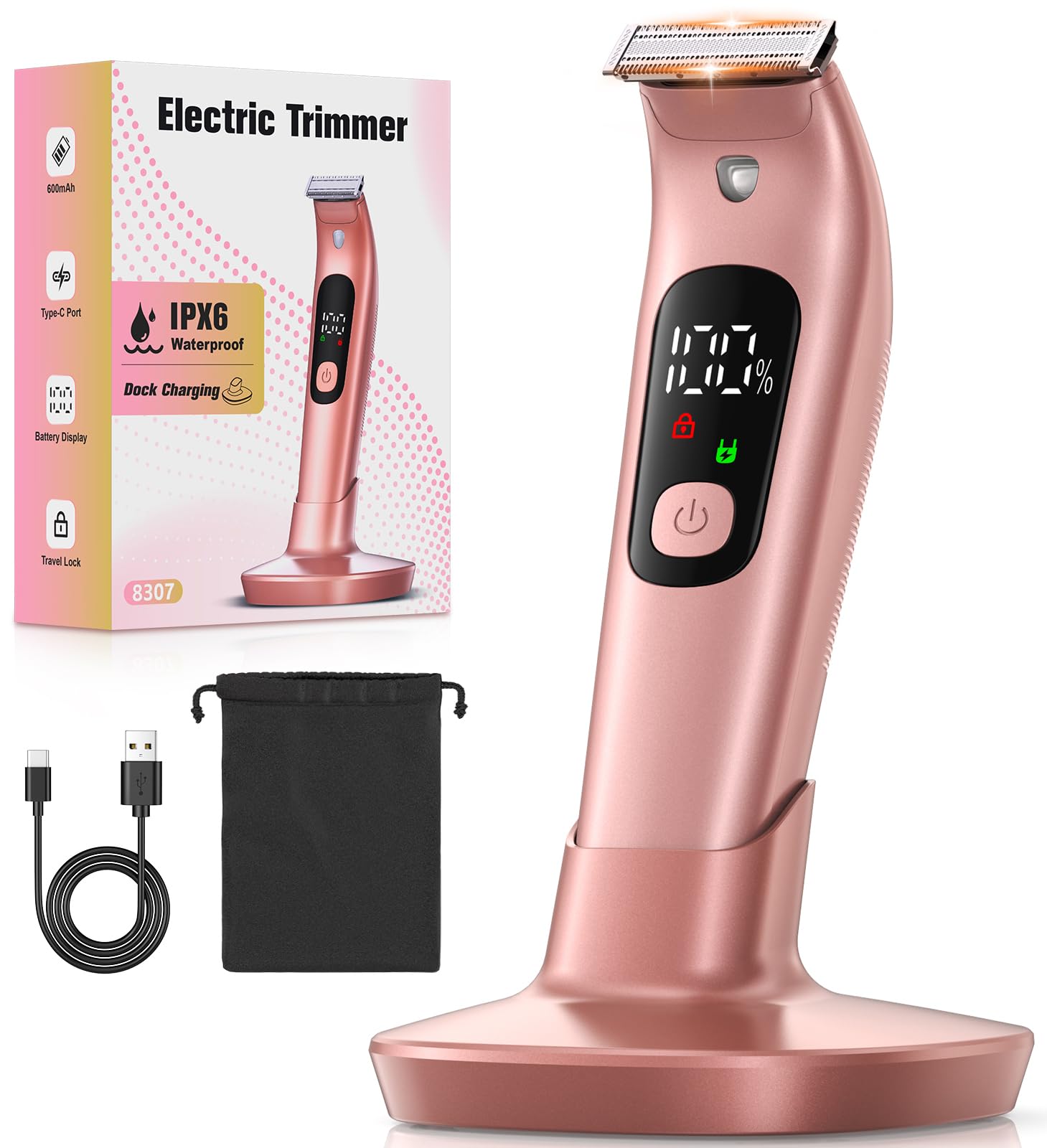 **Women's Electric Razor - IPX6 Waterproof, Rechargeable USB Shaver with Skin-Friendly Blades for Legs, Body, Arms & Face | Smooth Shaving at Home or Travel**