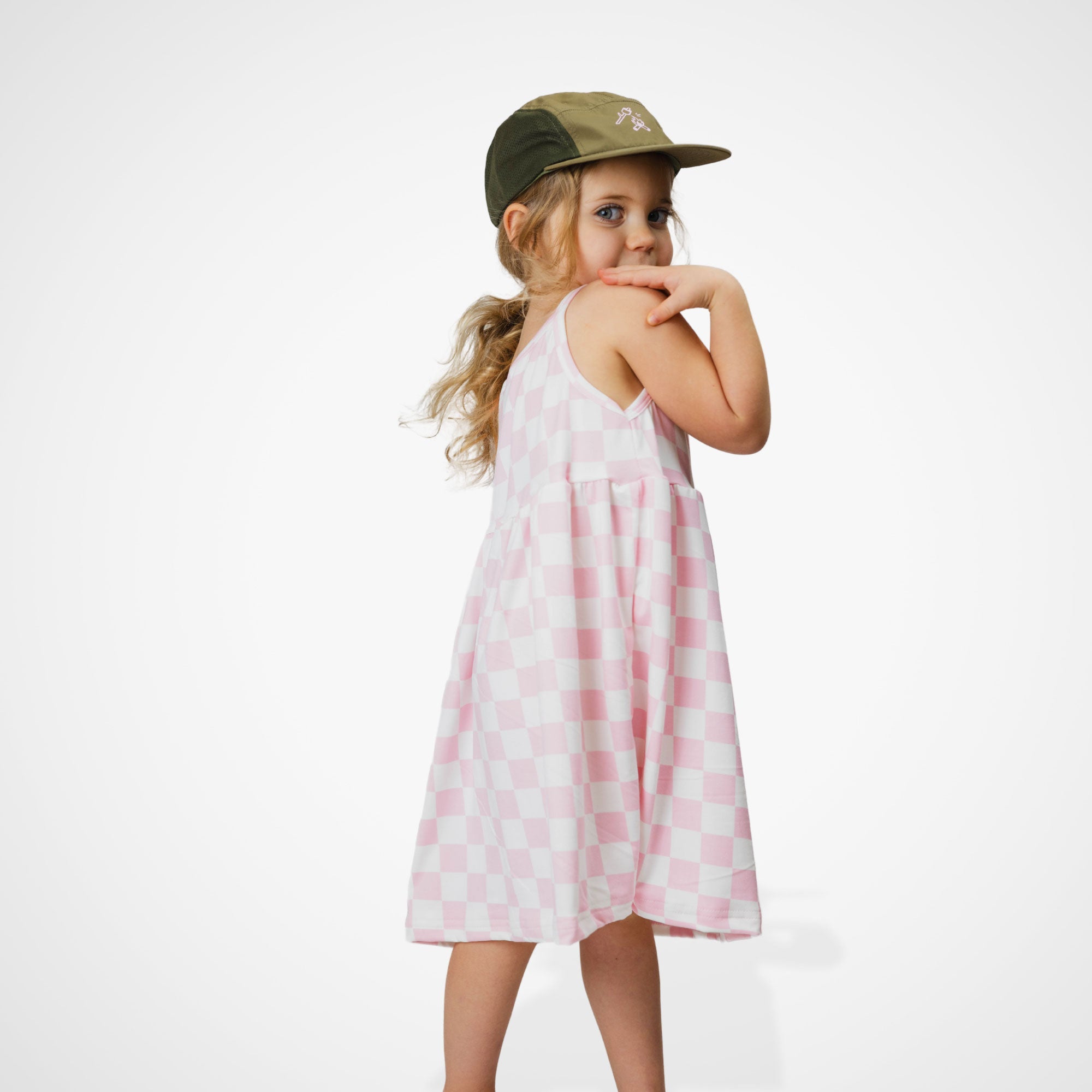 Stylish Pink Checkered Adventure Dress for Women - Perfect for Outdoor Hiking, Travel & Casual Wear