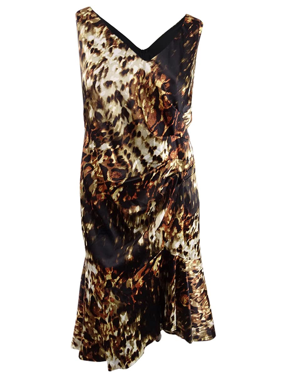 Xscape Women's Ruffled Sleeveless V-Neck Midi Cocktail Sheath Dress - Elegant Party Gown for Weddings, Evening Events & Special Occasions