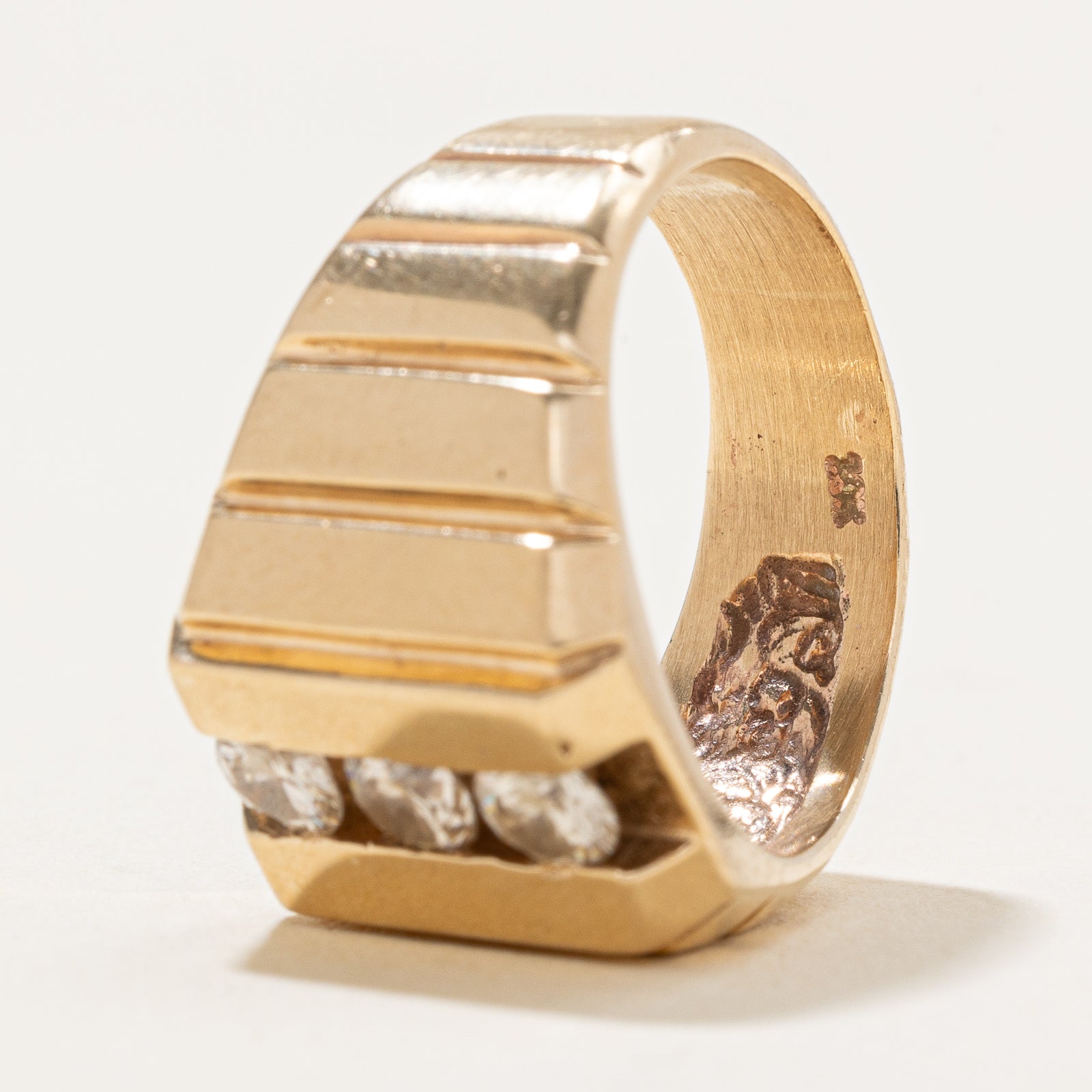 0.66ctw Diamond Cocktail Ring with Column Grooves - Size 7.75 - Elegant Statement Jewelry for Evening Parties, Weddings & Special Occasions