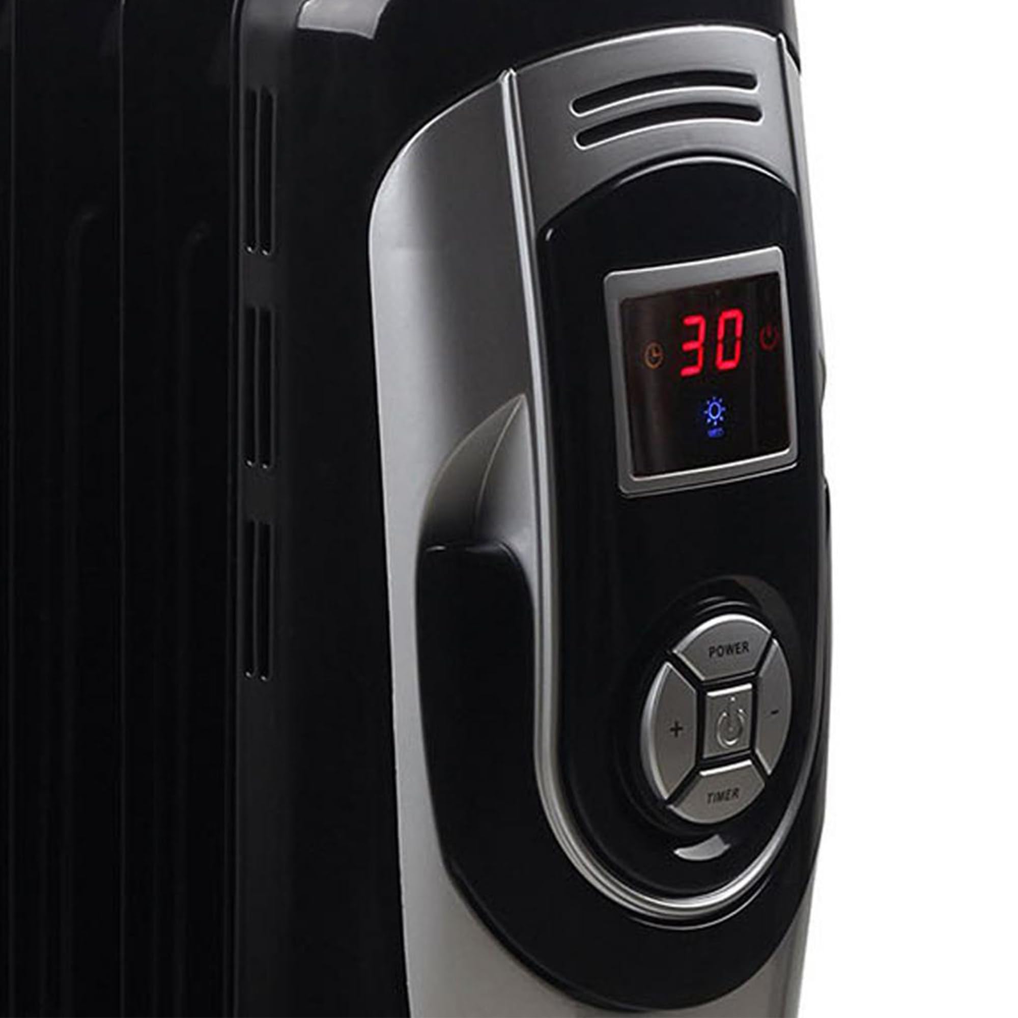 Optimus 7-Fin Oil Filled Radiator with Digital Timer - Energy Efficient Space Heater for Home & Office - Black