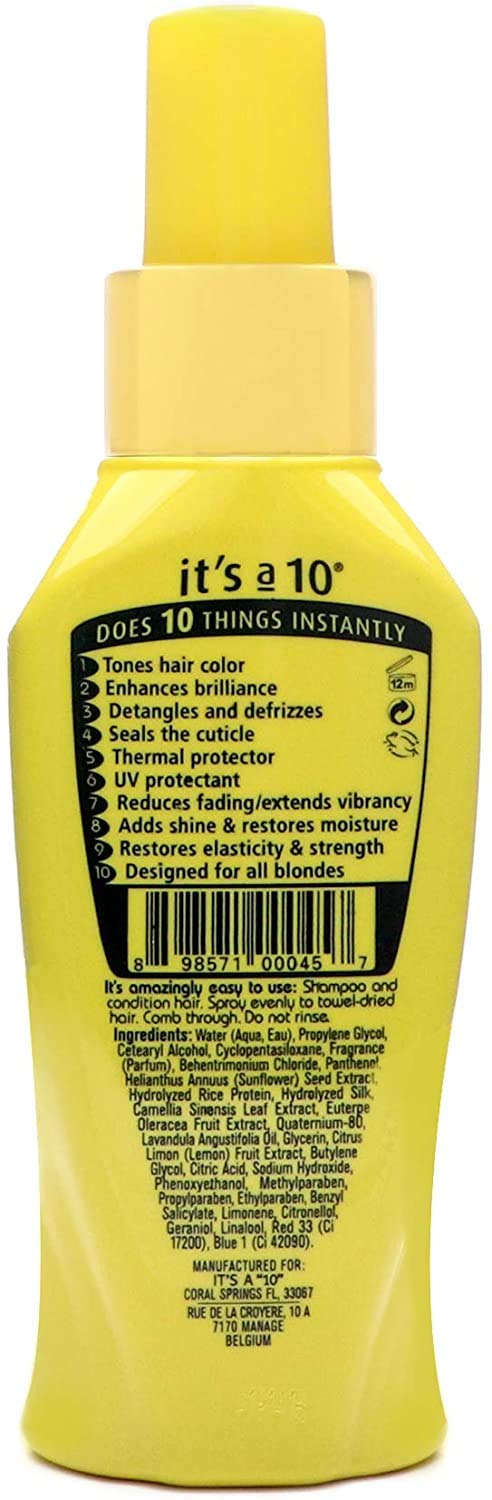 It's a 10 Haircare Miracle Leave-In Conditioner for Blondes - 4 oz (Pack of 5) | Hydrating & Repairing Treatment for Color-Treated Hair | Perfect for Daily Use, Salon Results at Home