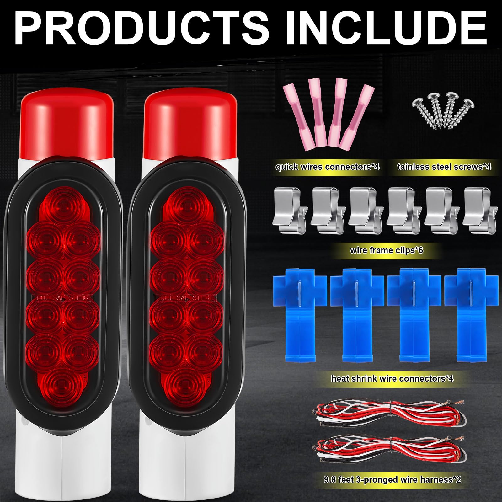 2 Sets Waterproof LED Boat Trailer Guide Pole Lights - Submersible PVC Turn Signal, Brake & Reverse Marker Lights for Safe Night Trailering | Perfect for Marine, Fishing & Boat Ramp Use