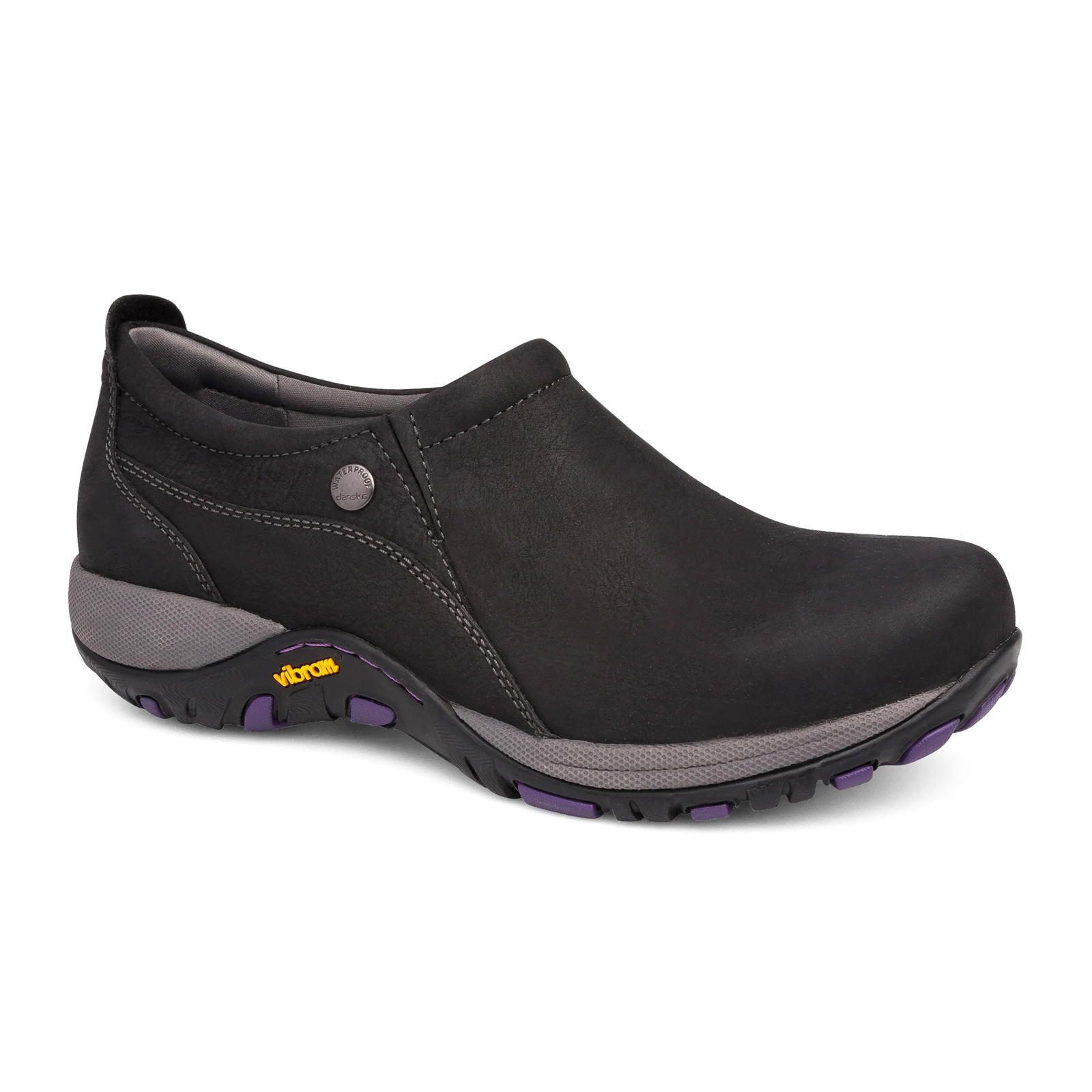 Dansko Patti Waterproof Slip-On Shoes for Women - Black Milled Nubuck Leather - Comfortable & Stylish for Work, Travel & Everyday Wear