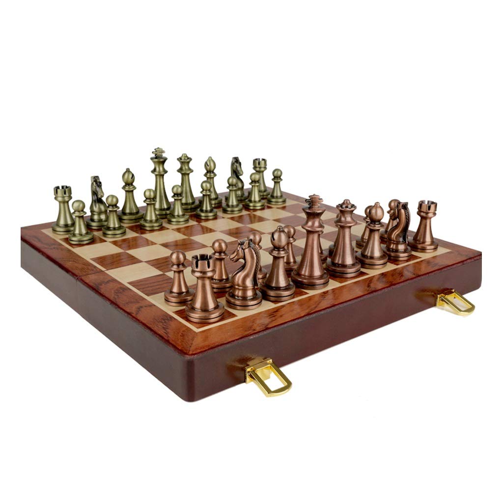 KHUY 21 Inch Premium Folding Wooden Chess Set - 2-in-1 Chess Board with Storage Box for Adults & Kids - Large Travel Chess Game for Home, Office, Park - Perfect Gift for Men, Chess Lovers & Family Game Night