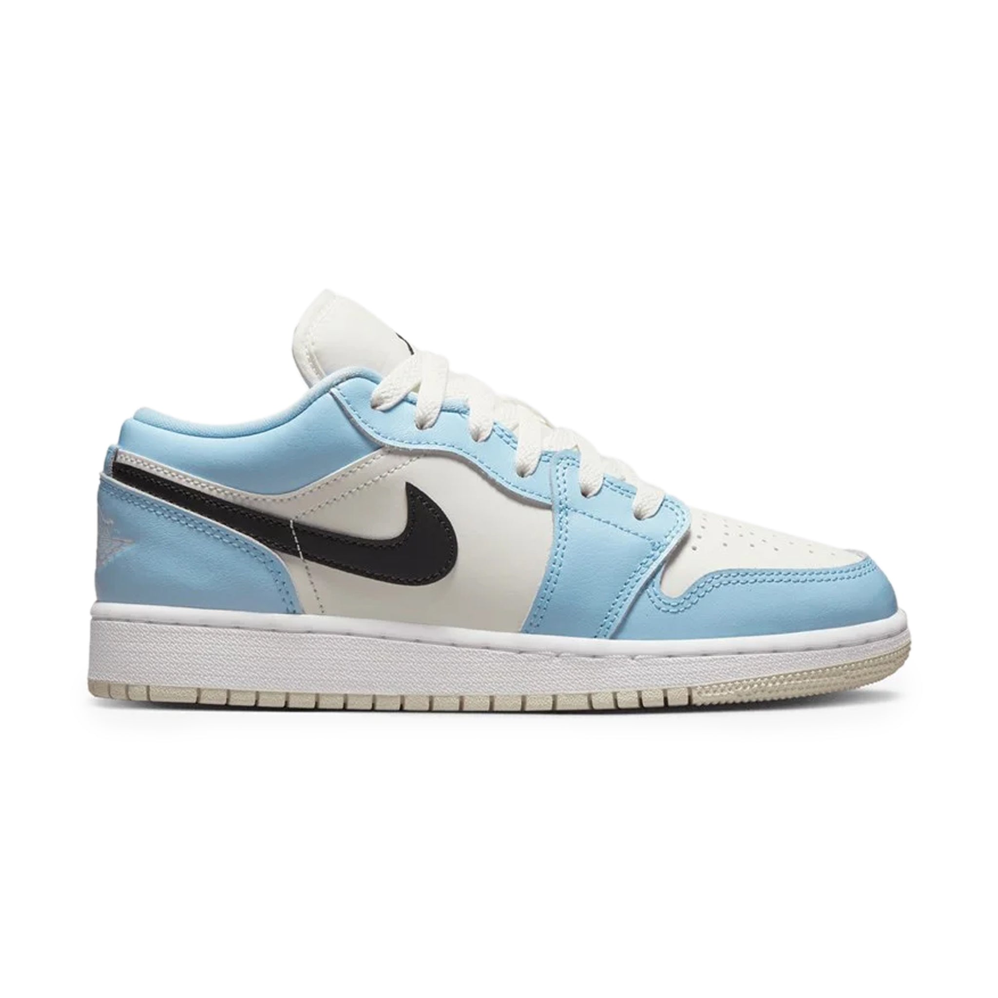 Air Jordan 1 Low GS Sneakers - Ice Blue & Black Basketball Shoes for Women & Girls - Perfect for Casual Wear, Street Style & Court Performance