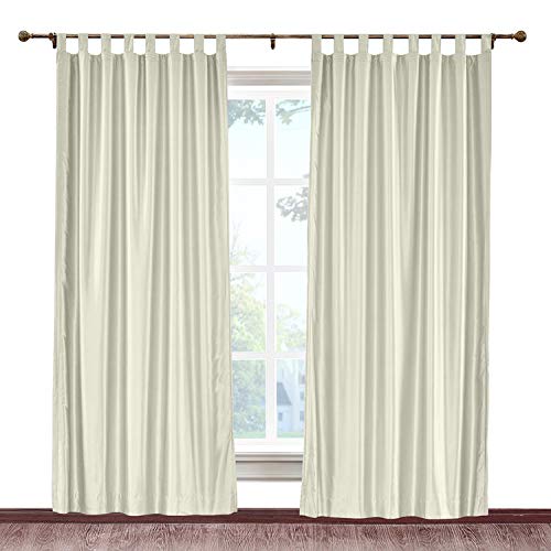 Premium Blackout Curtains - Faux Silk Satin Luxury Dupioni Thermal Insulated Drapes for Living Room, Bedroom & Dining Room (Ivory, 84x84 Inches) - Perfect for Light Blocking, Privacy & Temperature Control