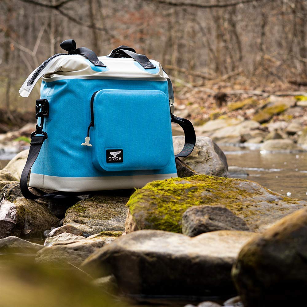 ORCA Walker Soft Side Tote Cooler - Insulated Lunch Bag for Men & Women, Keeps Food & Drinks Cold for 24 Hours - Perfect for Beach, Picnics, Camping, Hiking, Tailgating & Outdoor Adventures (Capri Blue/Grey)