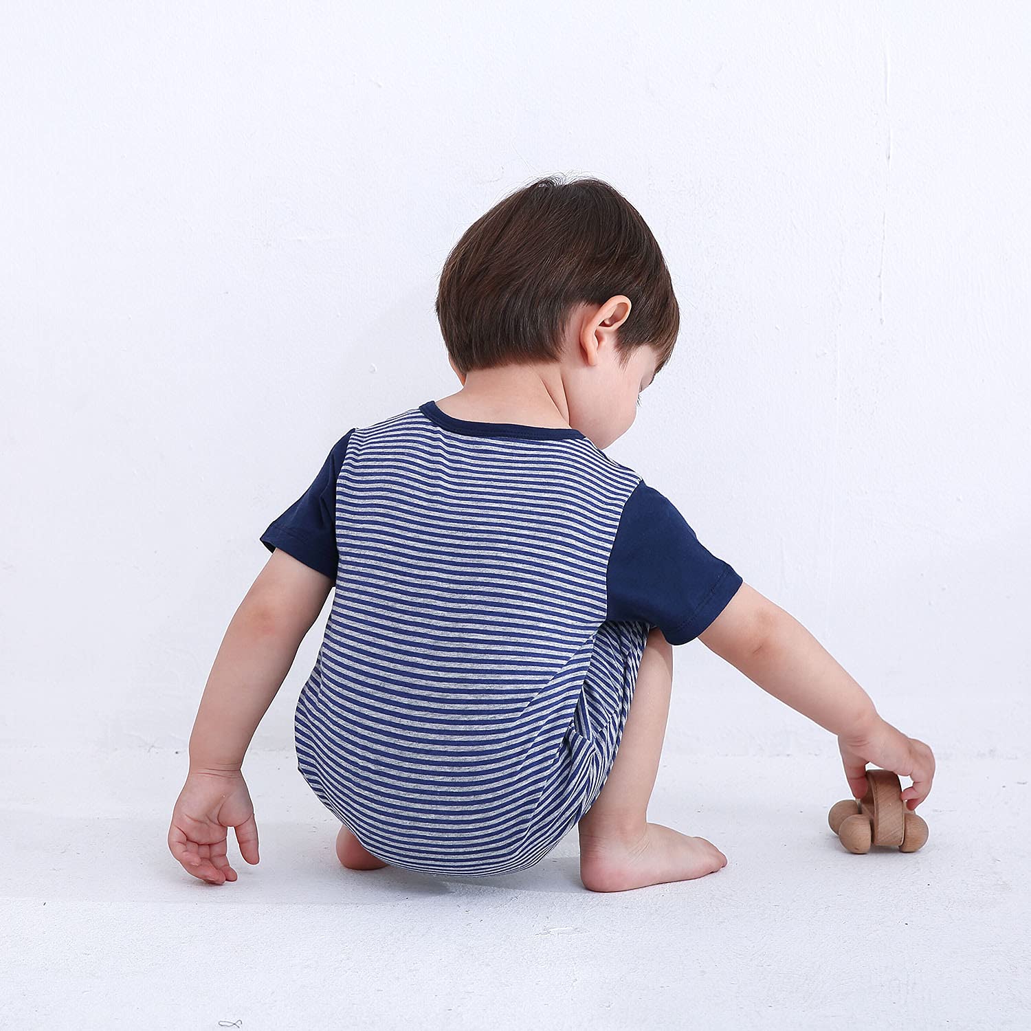 Zanie Kids Baby Boy Rompers - 2 Pack Short Sleeve Snap Cotton Outfits for Toddlers | Soft Summer Clothes for Playtime & Daycare