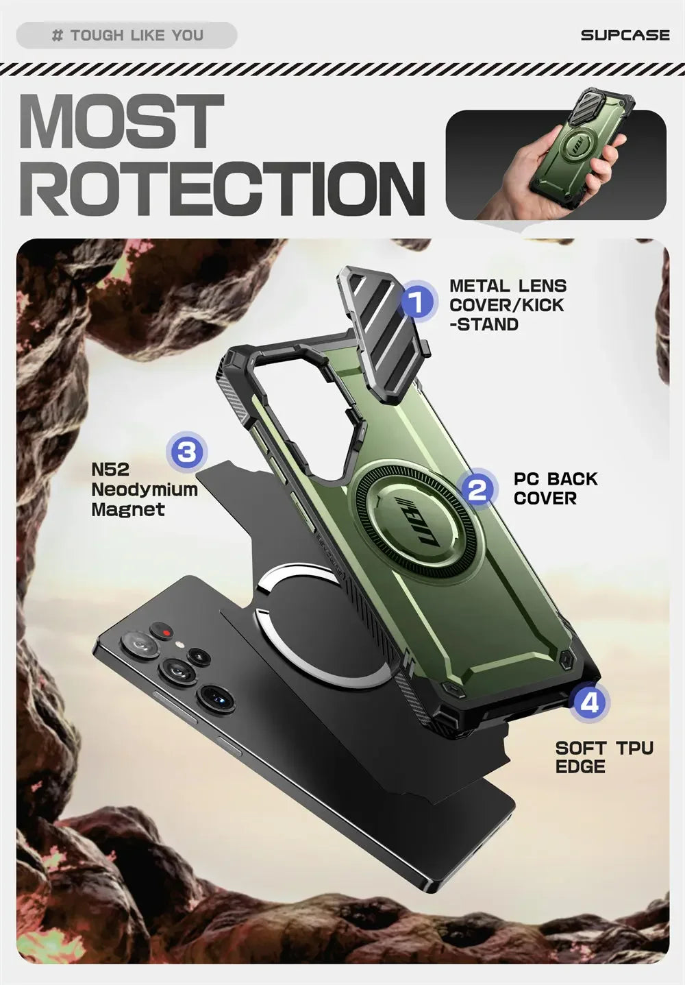 Samsung Galaxy S25 Ultra SUPCASE UB Mag XT Heavy Duty Rugged Case with Kickstand - Shockproof Protection for Outdoor, Work & Daily Use