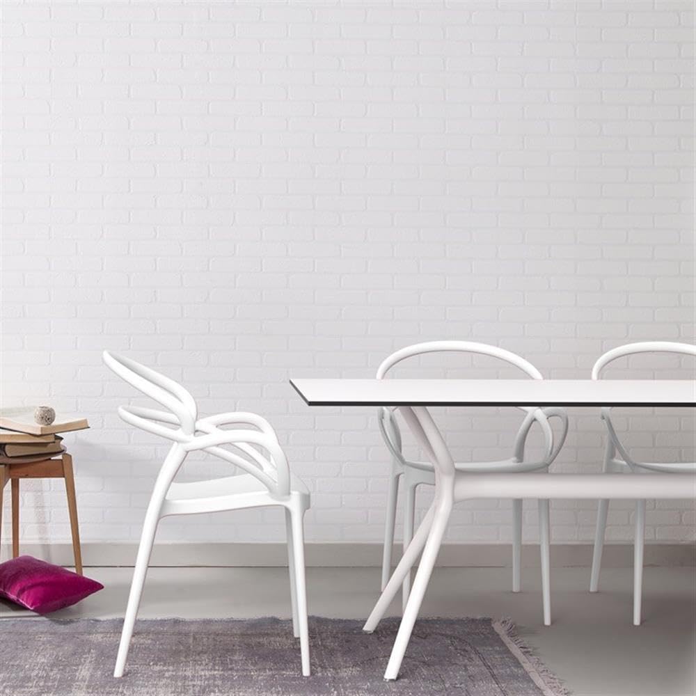 Premium White Mila Dining Arm Chairs (Set of 2) - Modern Kitchen & Dining Room Furniture for Home Decor - Perfect for Family Gatherings & Dinner Parties