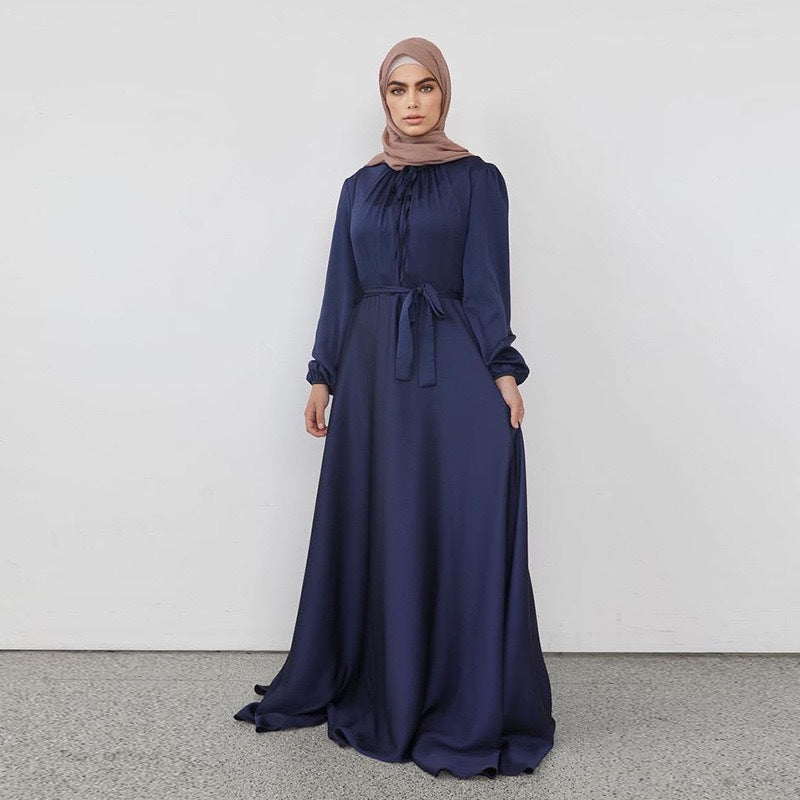 Elegant Satin Abaya Dress for Women - Modest Islamic Prayer Dress - Perfect for Eid, Ramadan & Special Occasions