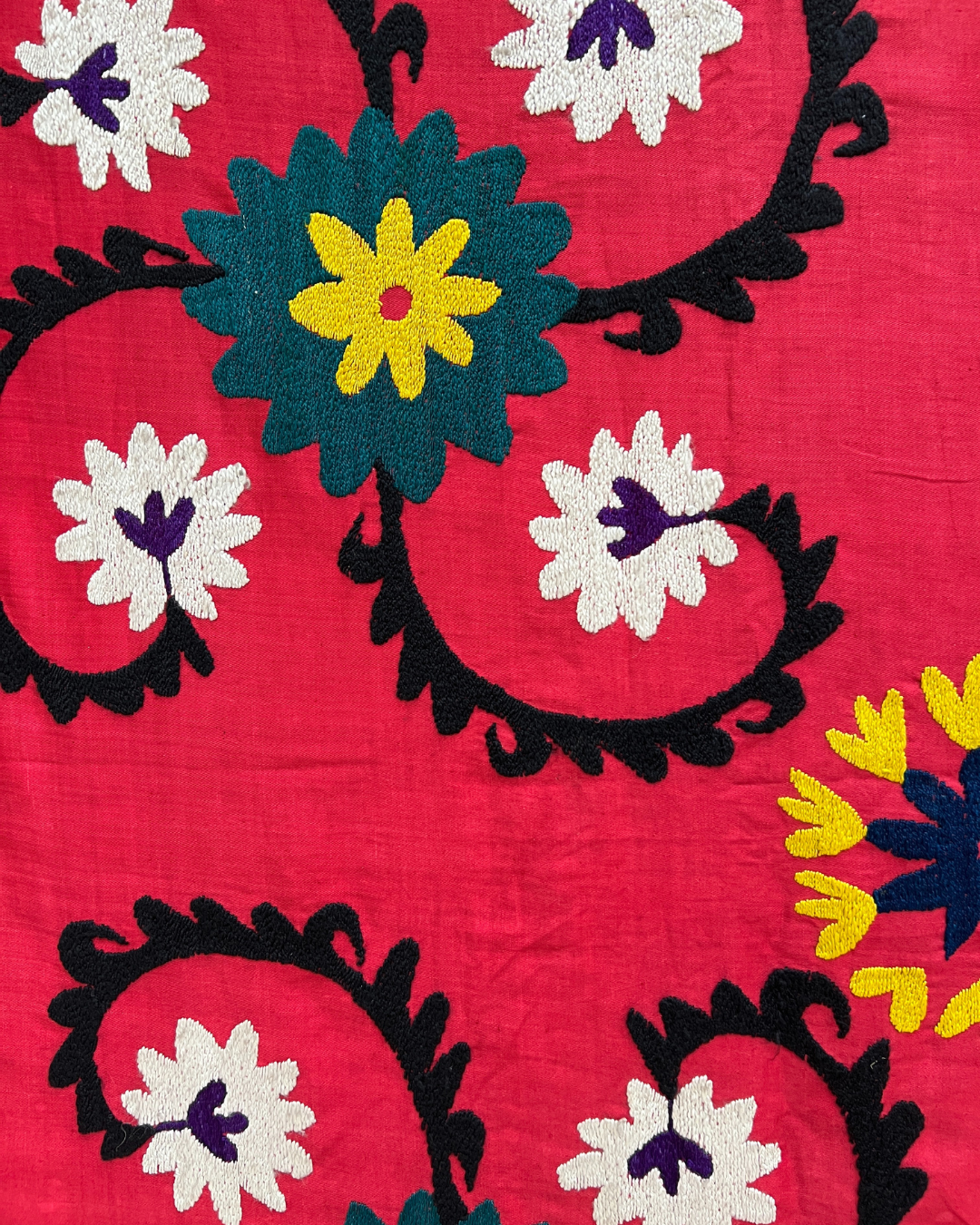 Extra Large Suzani 025 - Handmade Cotton Embroidered Boho Throw Blanket - Perfect for Bohemian Home Decor, Bedroom Accent & Cozy Living Room