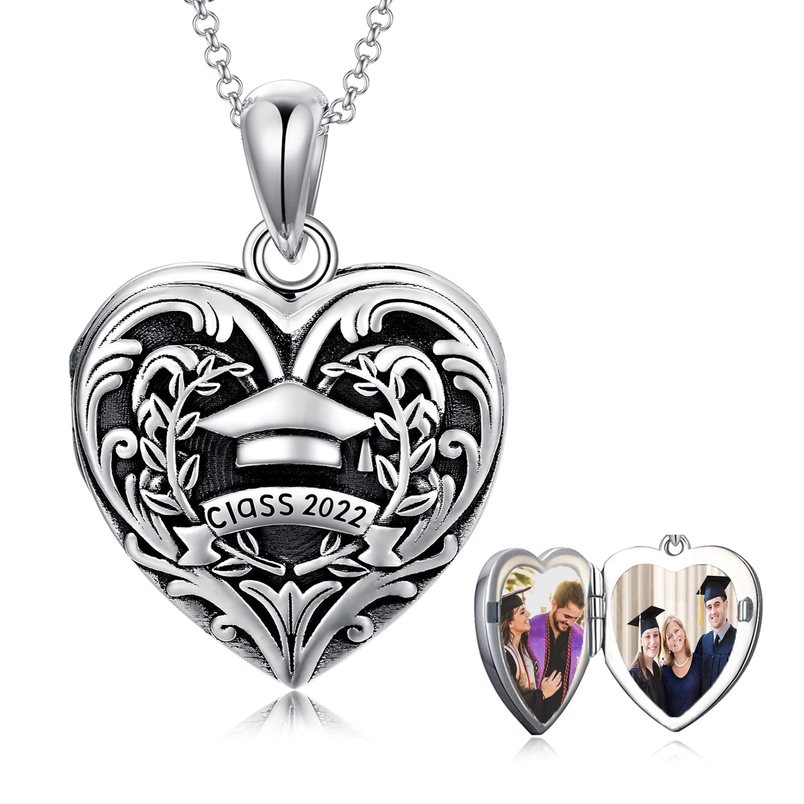 SOULMEET Graduation Necklace for Women - Class of 2023/2024/2025 Photo Locket Pendant with Compass & Nursing Charm, Holds 2 Pictures - Perfect Graduation Gift for Her, Daughter, Friend - Ideal for Commencement Ceremonies & Memory Keepsakes